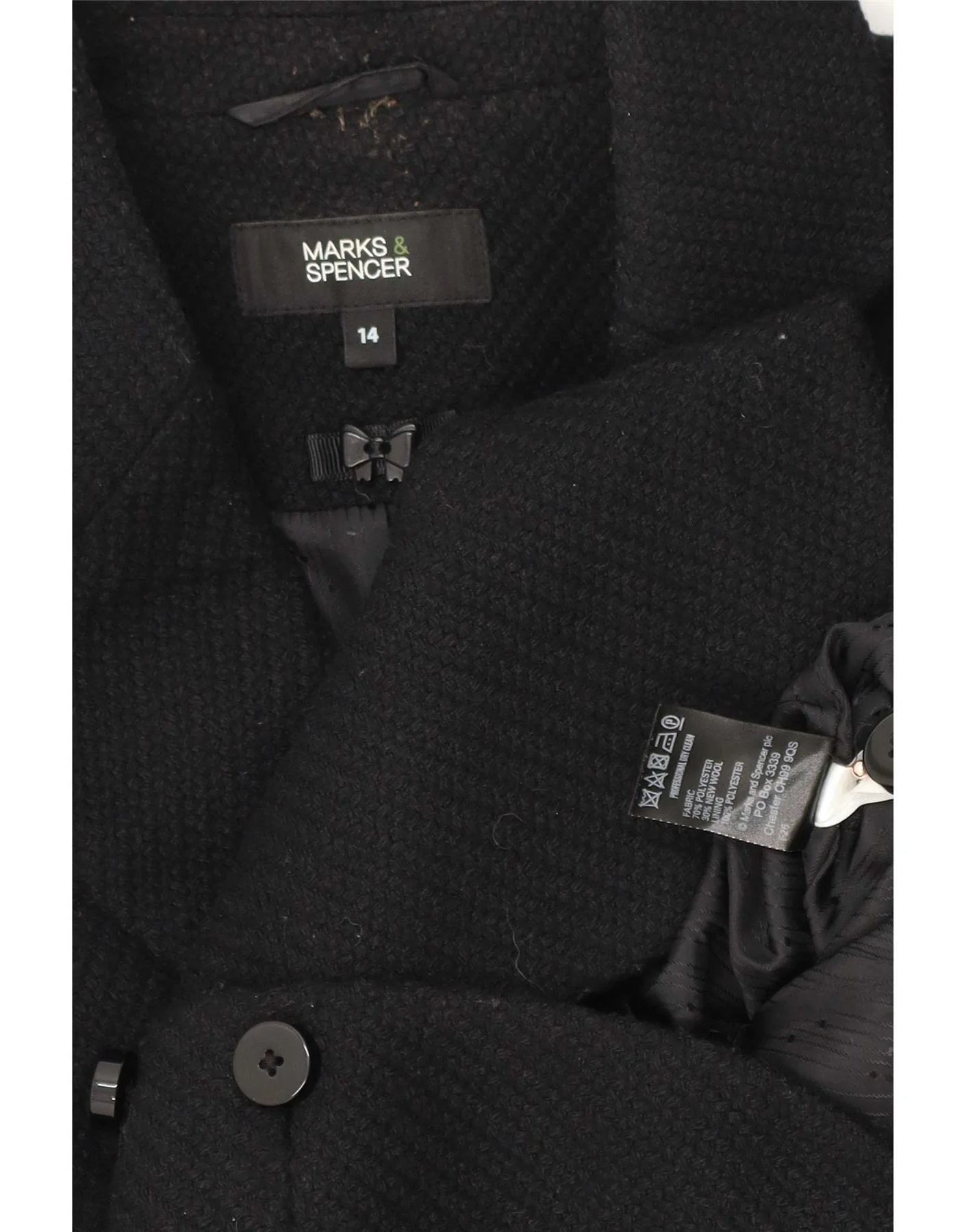Marks & Spencer Womens 5 Button Blazer Jacket UK 14 Medium Black Polyester - Image 3