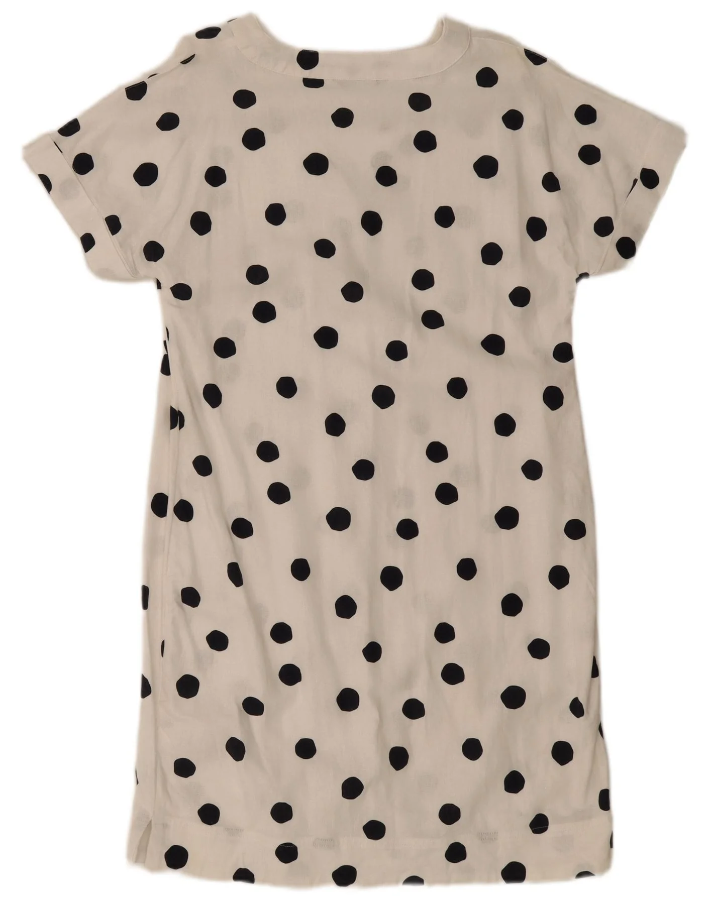 Marks & Spencer Womens A-Line Dress UK 14 Medium White Polka Dot Flax - Image 2