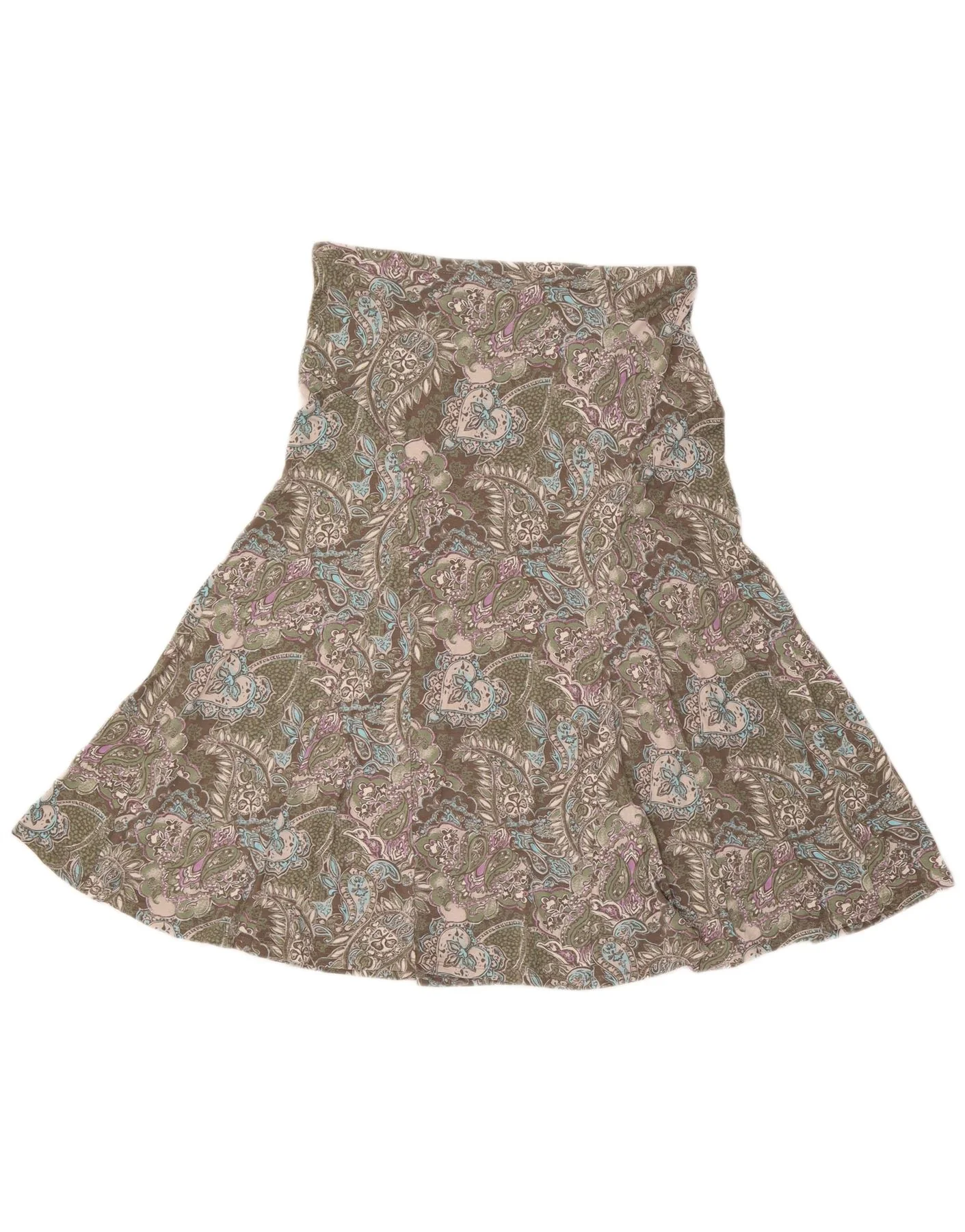 Marks & Spencer Womens A-Line Skirt UK 14 Large W32 Grey Paisley Viscose - Image 2