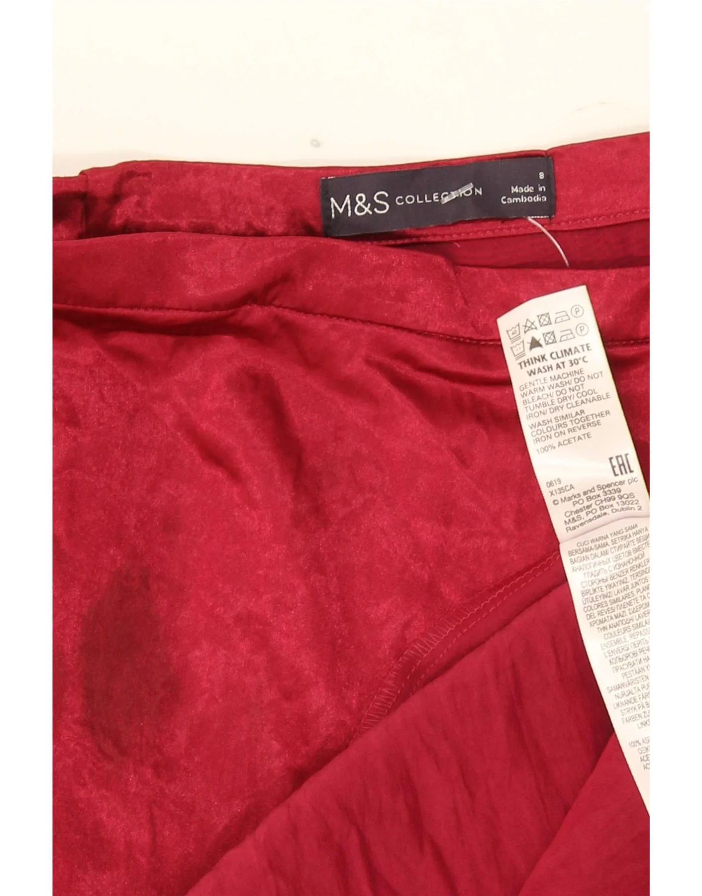 Marks & Spencer Womens A-Line Skirt UK 8 Small W26 Red Acetate - Image 4