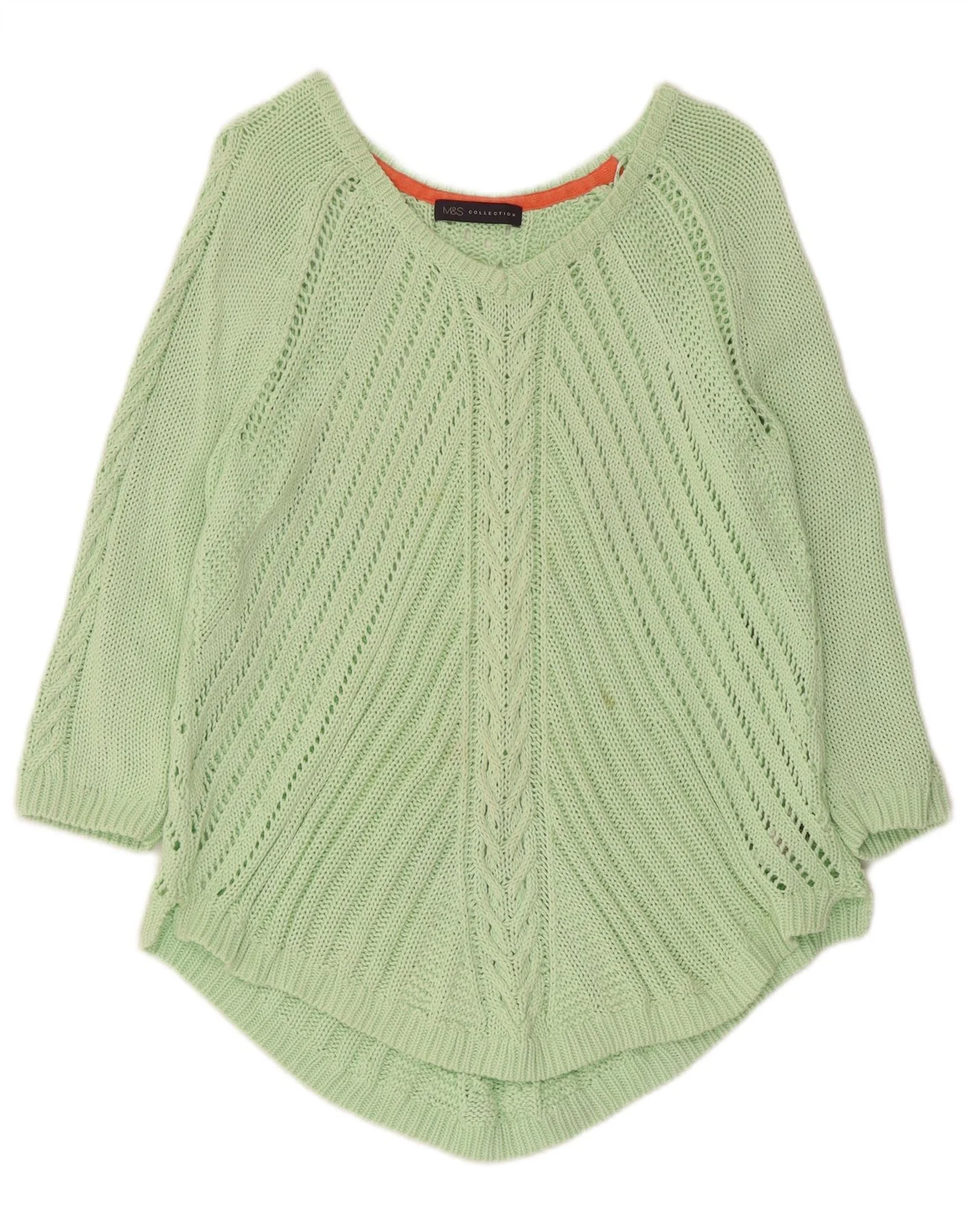 Marks & Spencer Womens Asymmetric V-Neck Jumper Sweater UK 18 XL Green