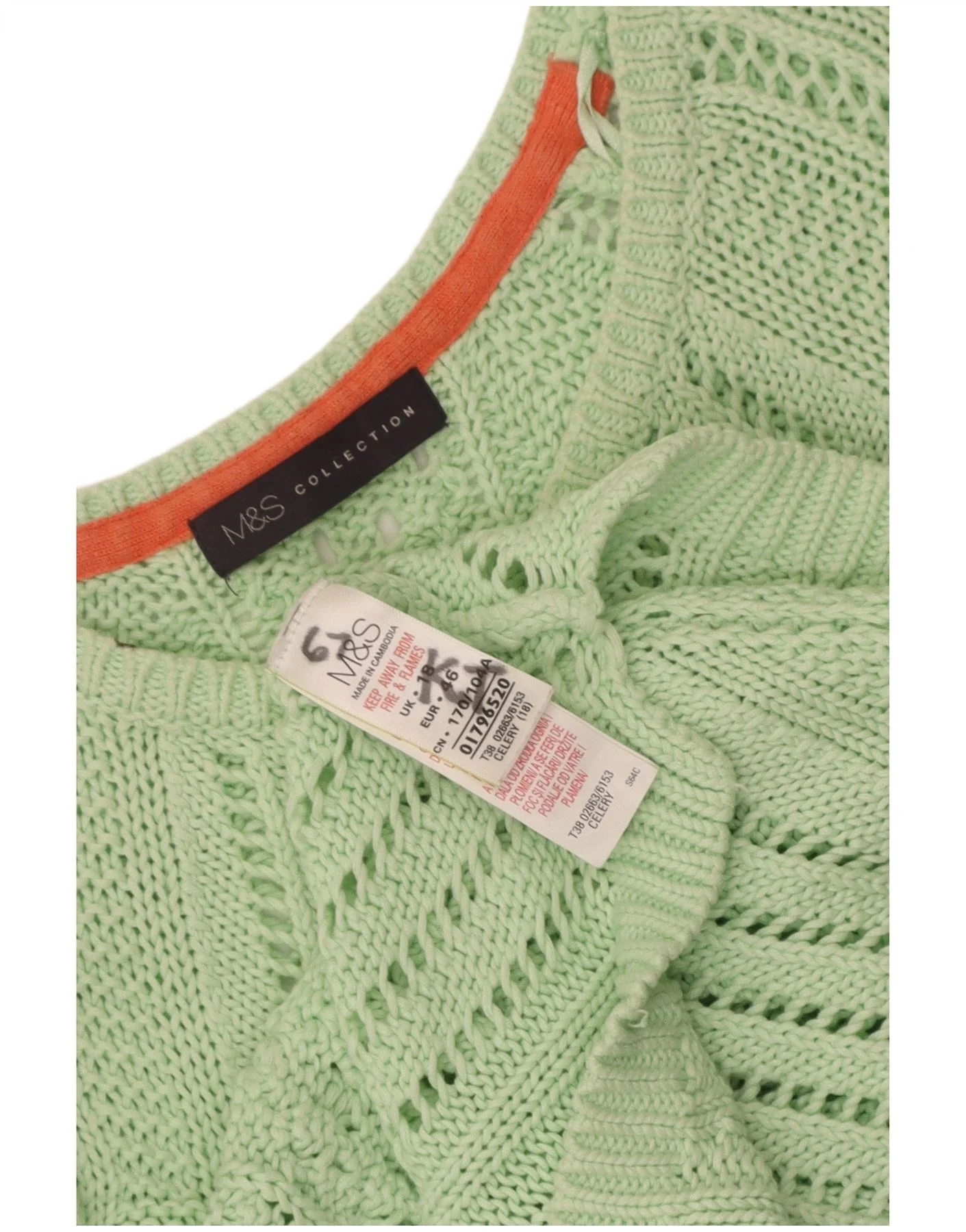 Marks & Spencer Womens Asymmetric V-Neck Jumper Sweater UK 18 XL Green - Image 4