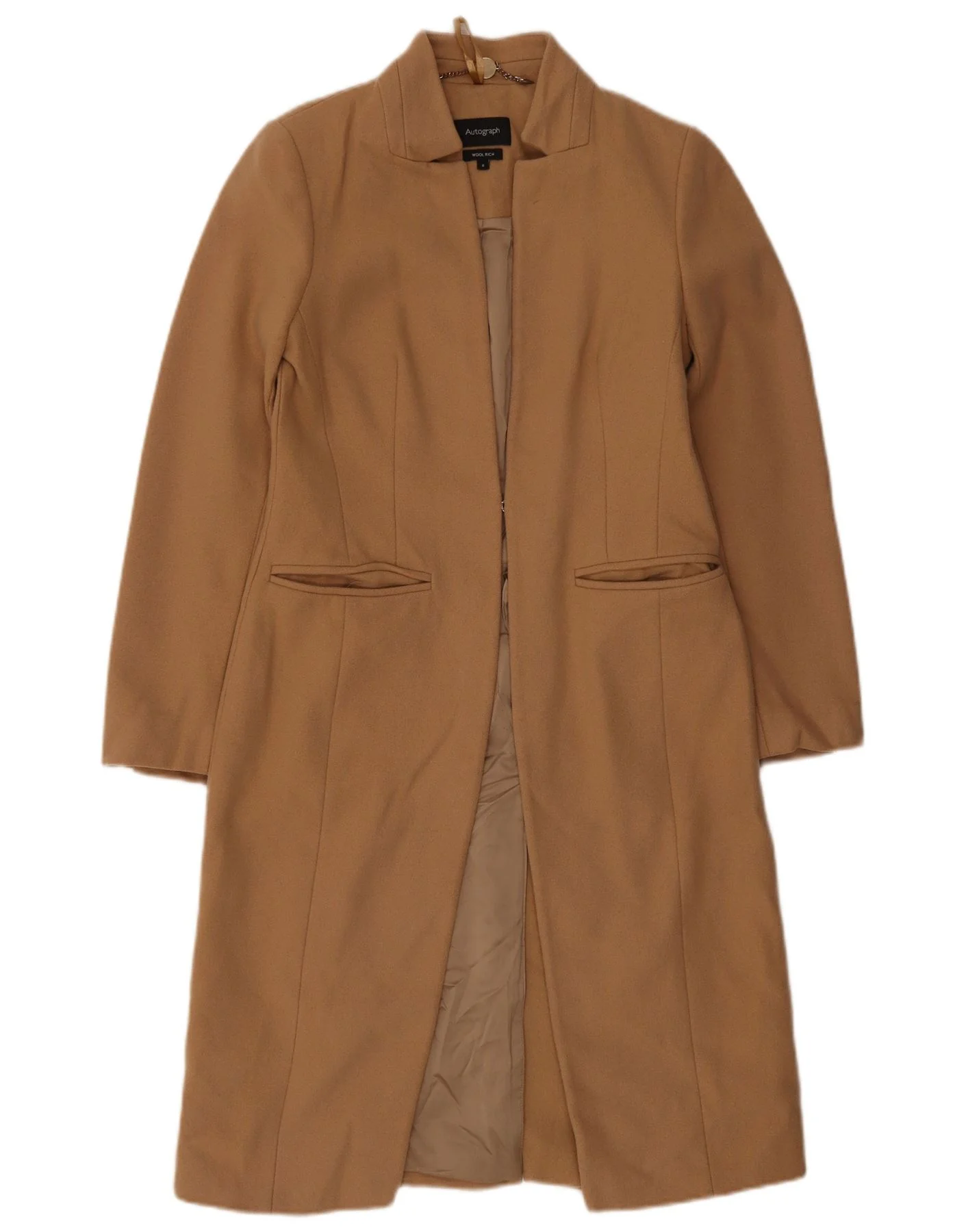 Marks & Spencer Womens Autograph Overcoat UK 8 Small Brown Wool