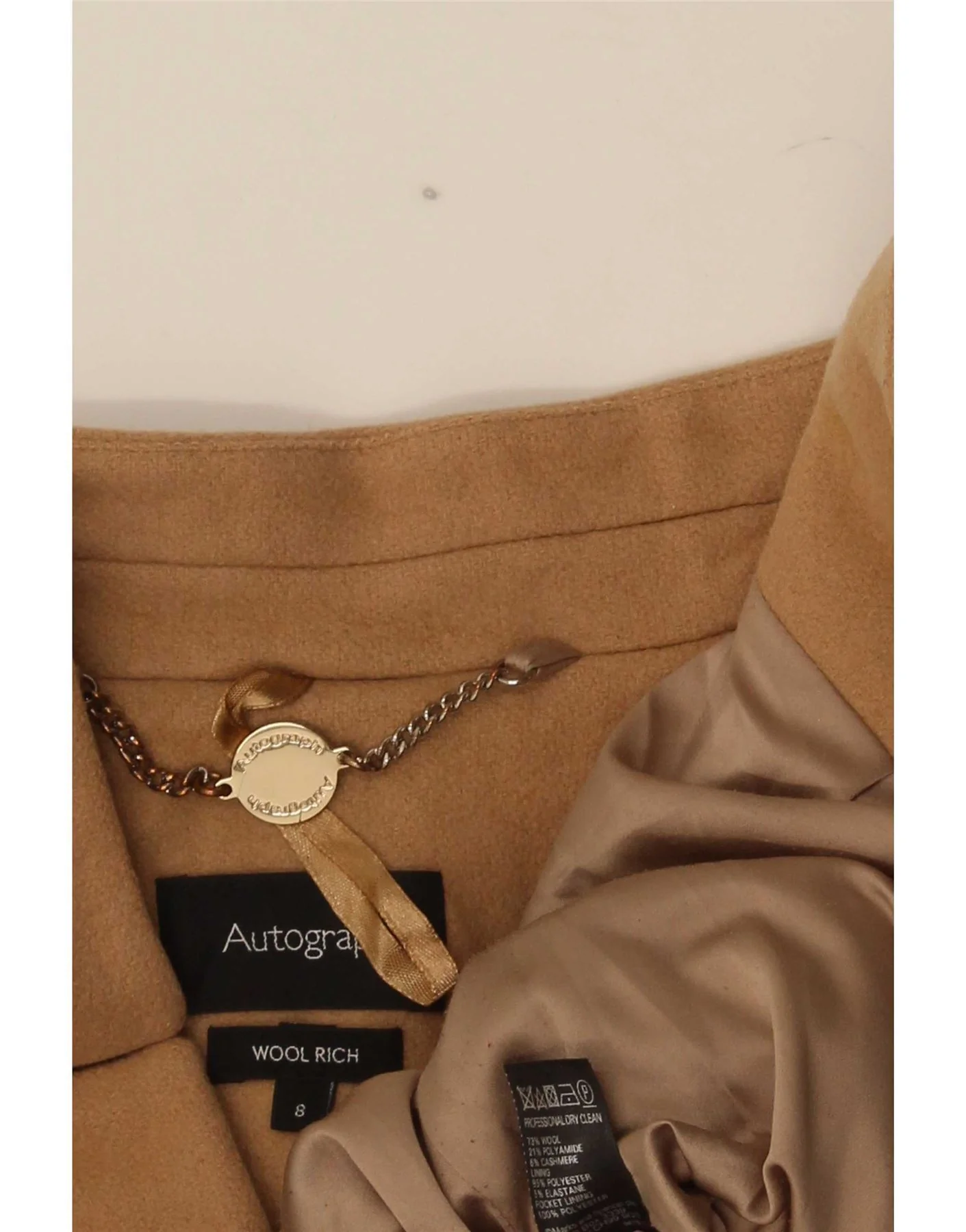 Marks & Spencer Womens Autograph Overcoat UK 8 Small Brown Wool - Image 4