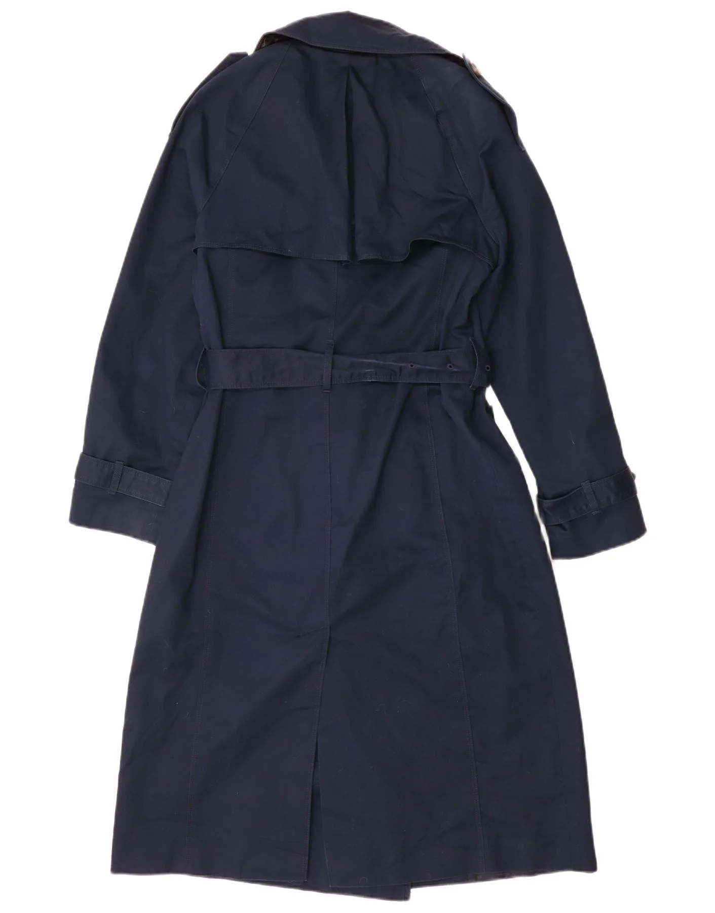 Marks & Spencer Womens Autograph Trench Coat UK 10 Small Navy Blue Cotton - Image 2