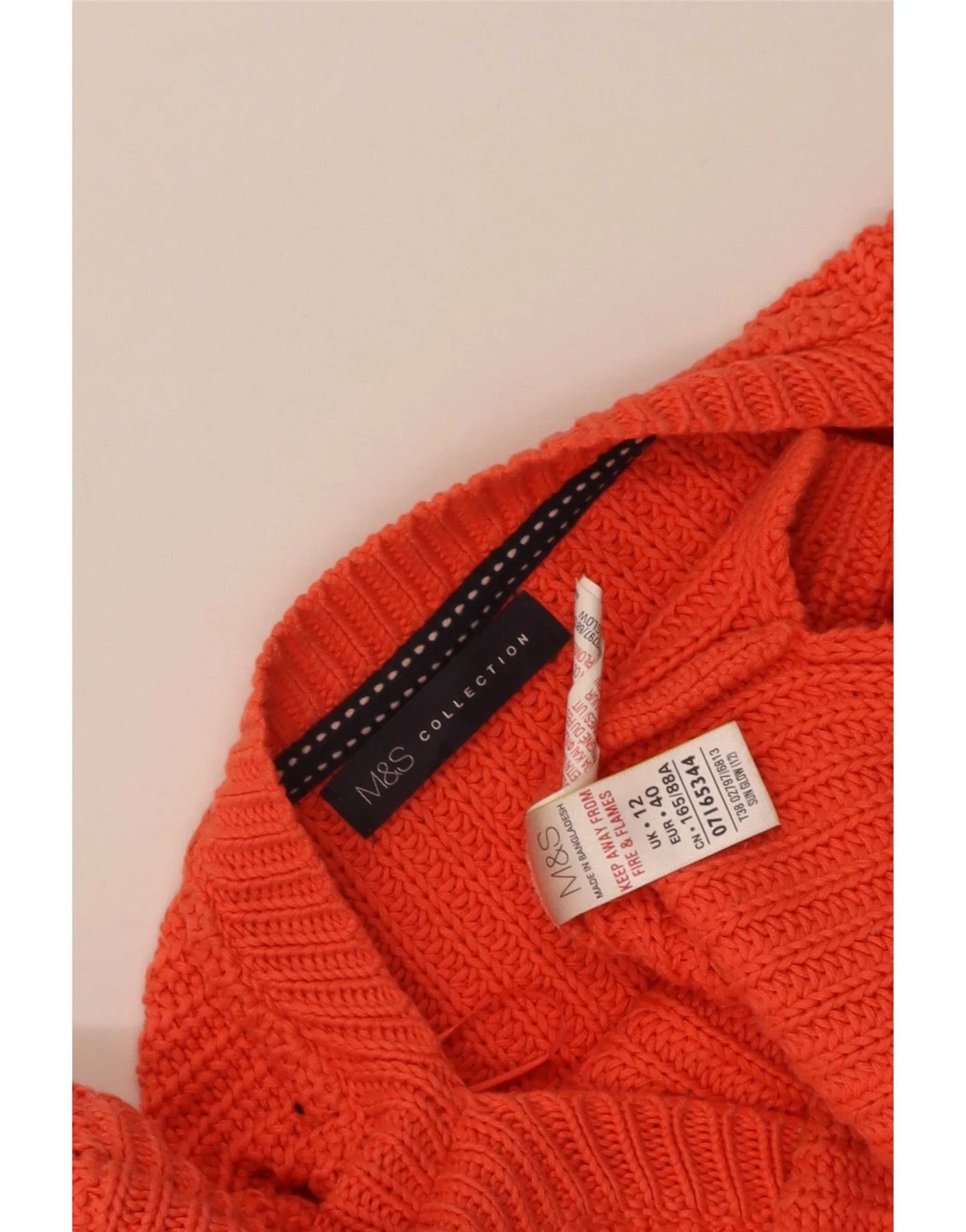 Marks & Spencer Womens Boat Neck Jumper Sweater UK 12 Medium Orange - Image 4