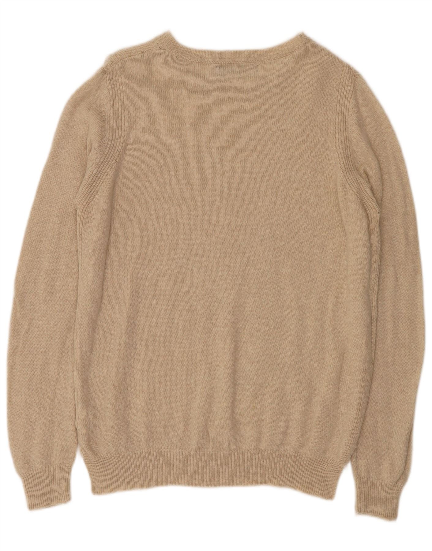 Marks & Spencer Womens Boat Neck Jumper Sweater UK 14 Large Beige Wool - Image 2