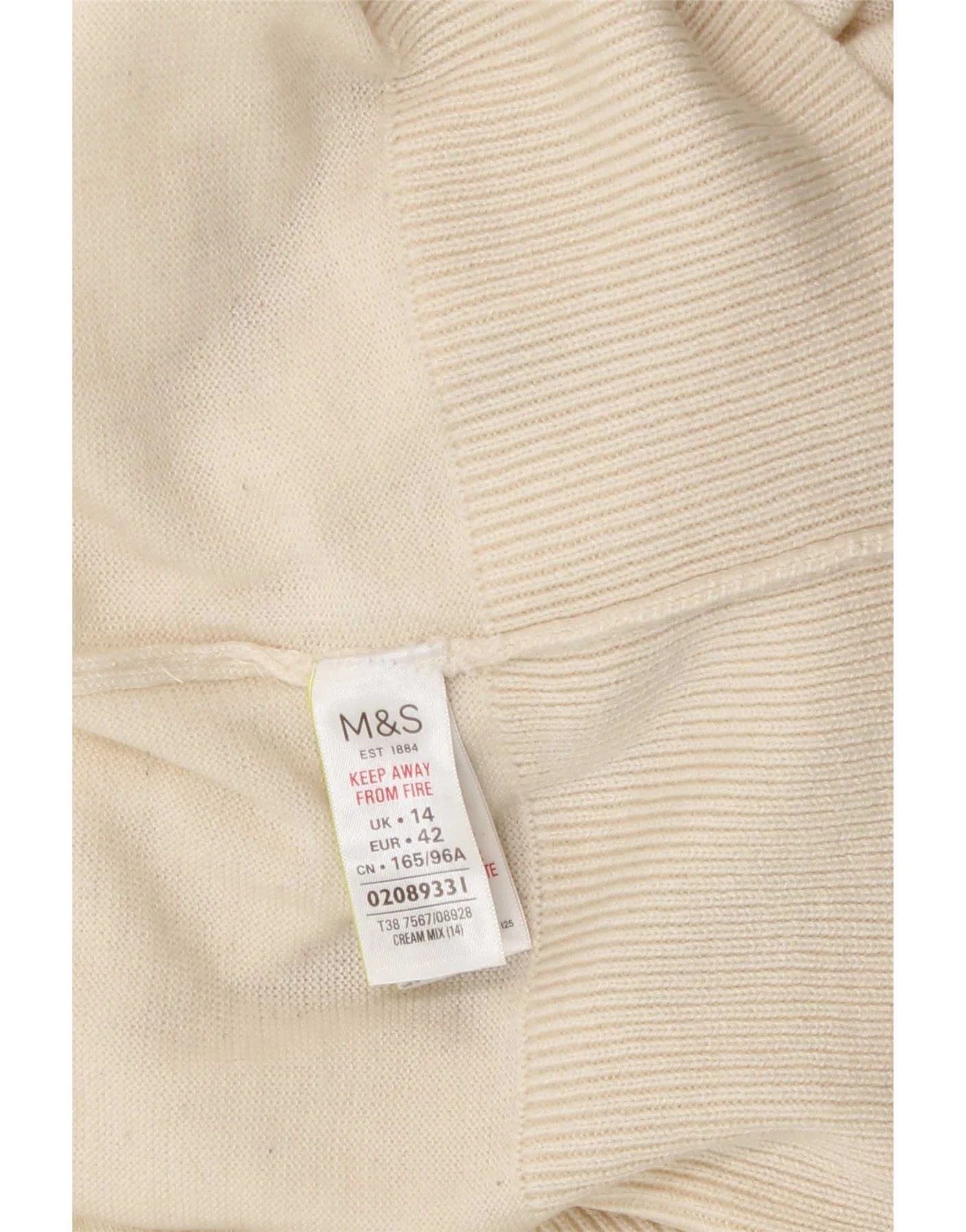 Marks & Spencer Womens Boat Neck Jumper Sweater UK 14 Large Off White - Image 4