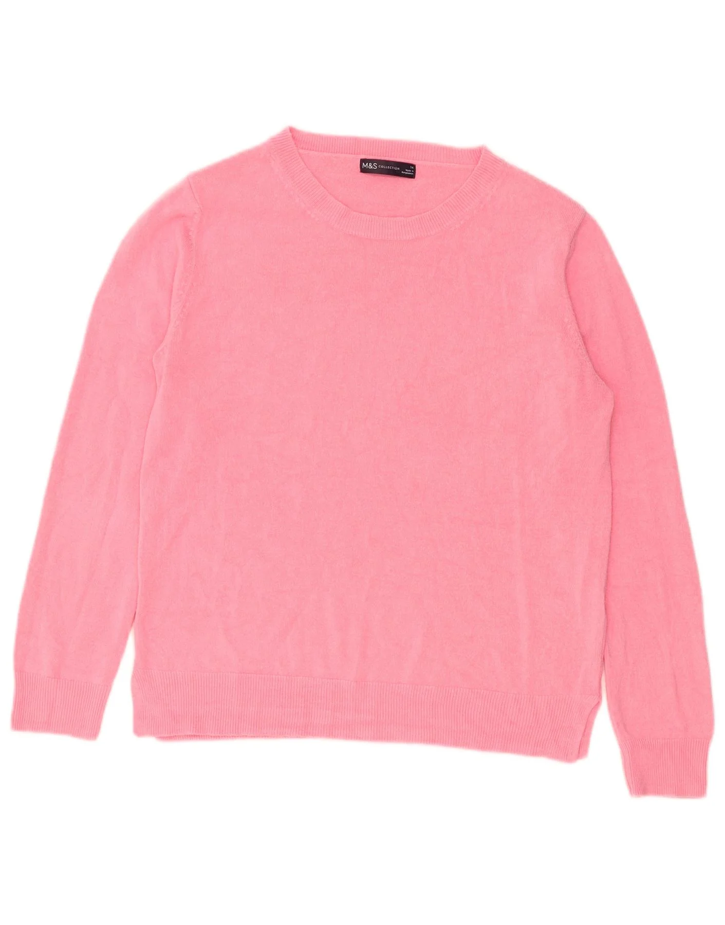 Marks & Spencer Womens Boat Neck Jumper Sweater UK 14 Large Pink Acrylic