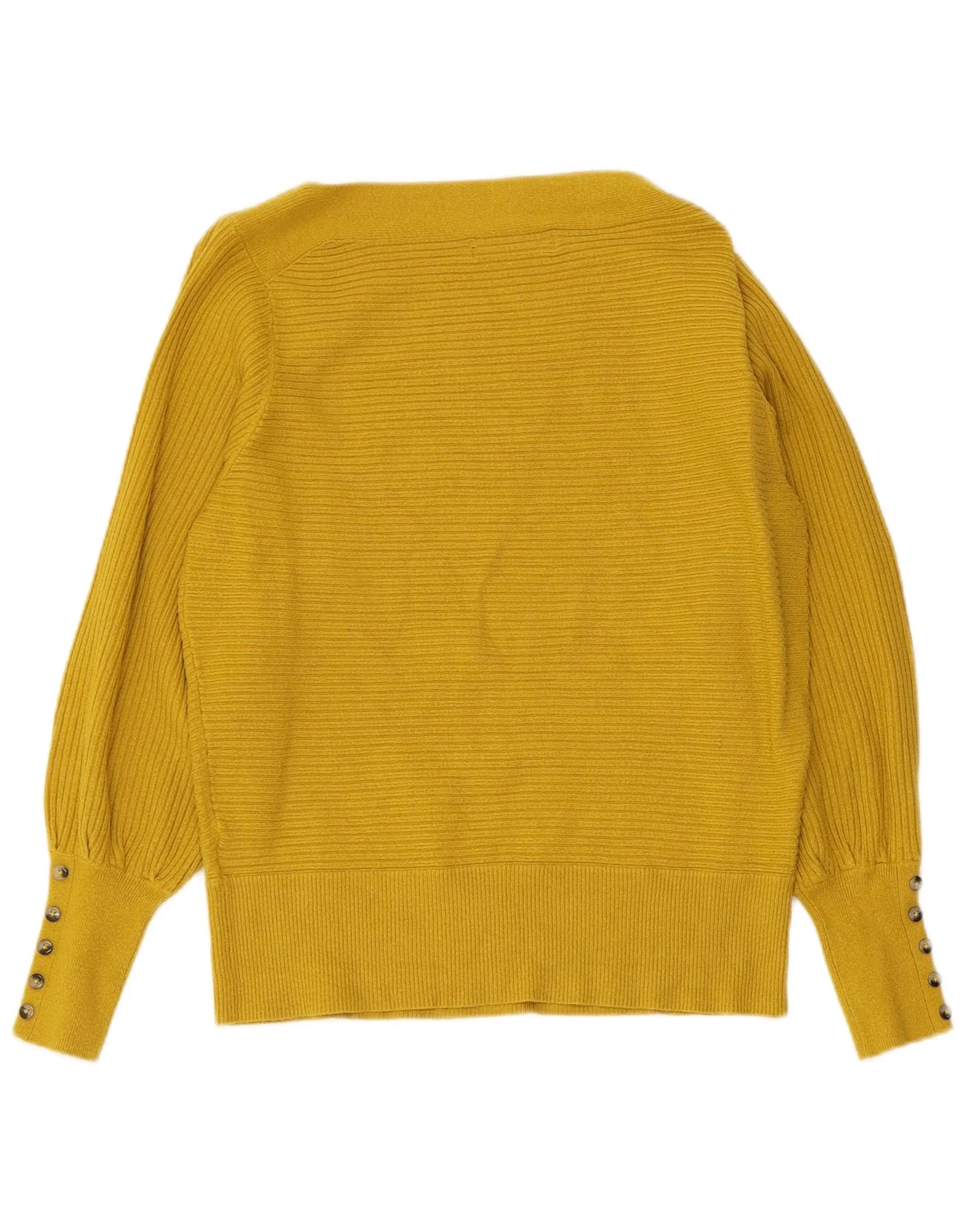 Marks & Spencer Womens Boat Neck Jumper Sweater UK 14 Medium Yellow Viscose - Image 2