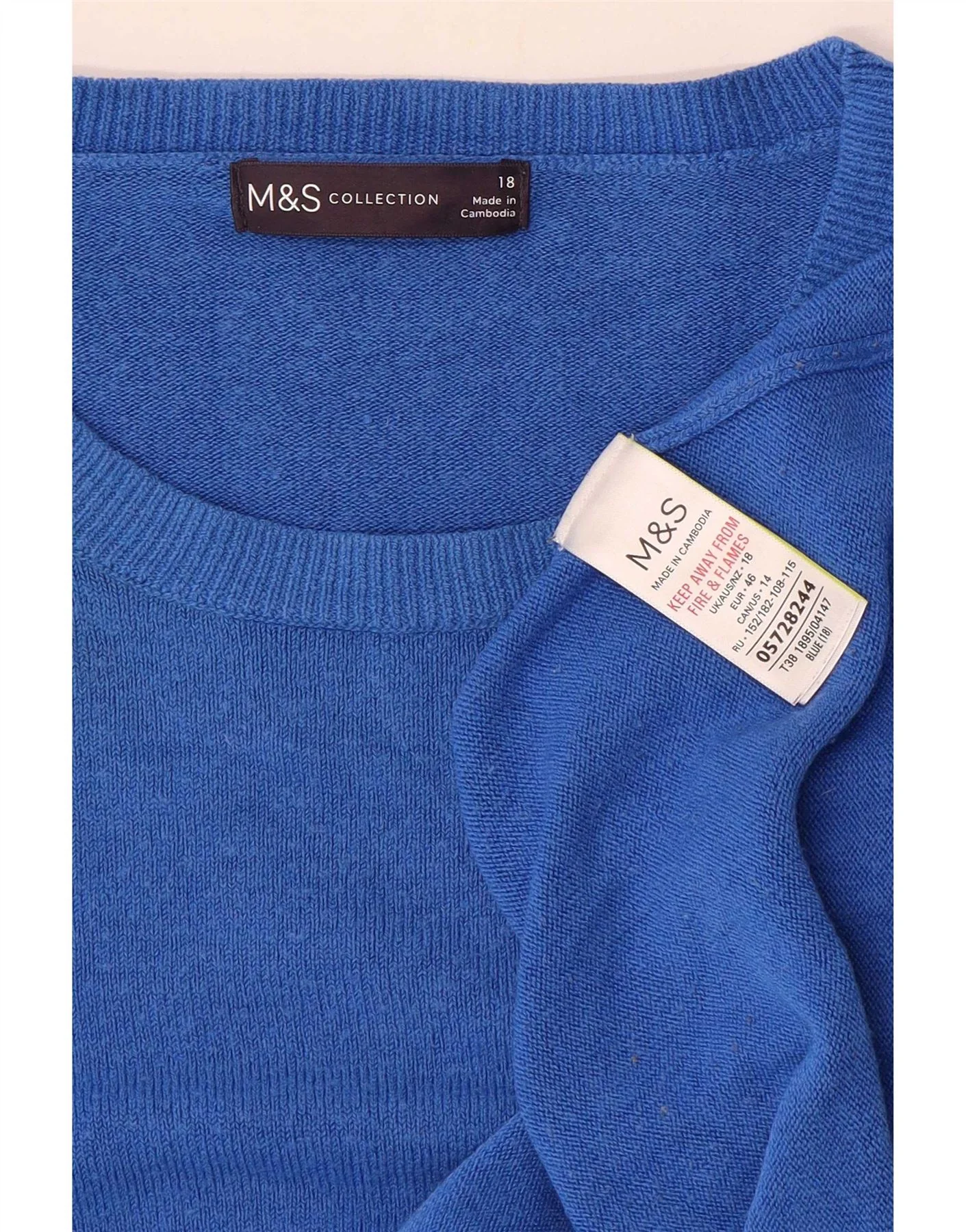 Marks & Spencer Womens Boat Neck Jumper Sweater UK 18 XL Blue Acrylic - Image 4