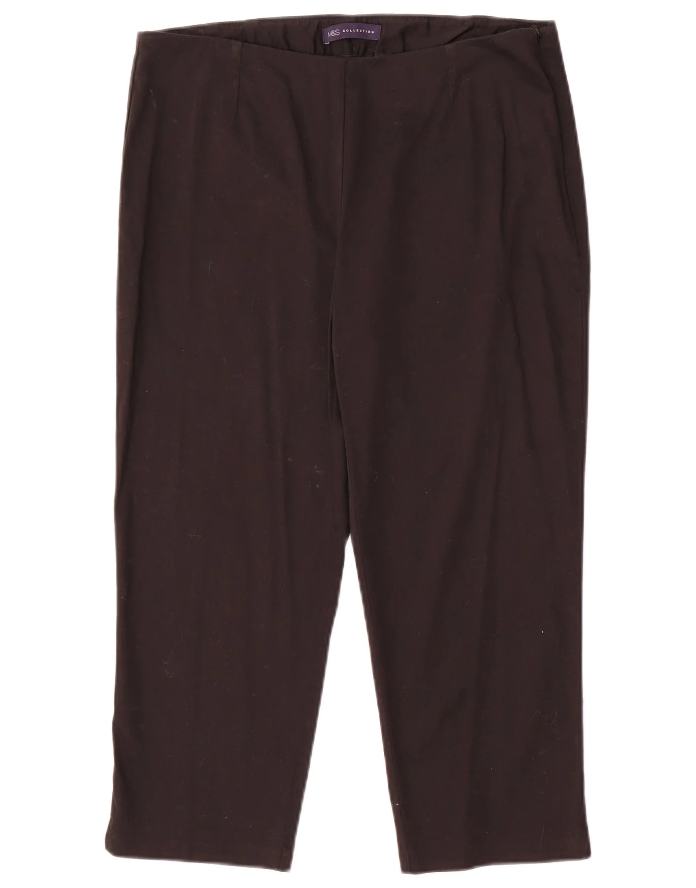 Marks & Spencer Womens Capri Trousers UK 14 Large W32 L21 Black Cotton