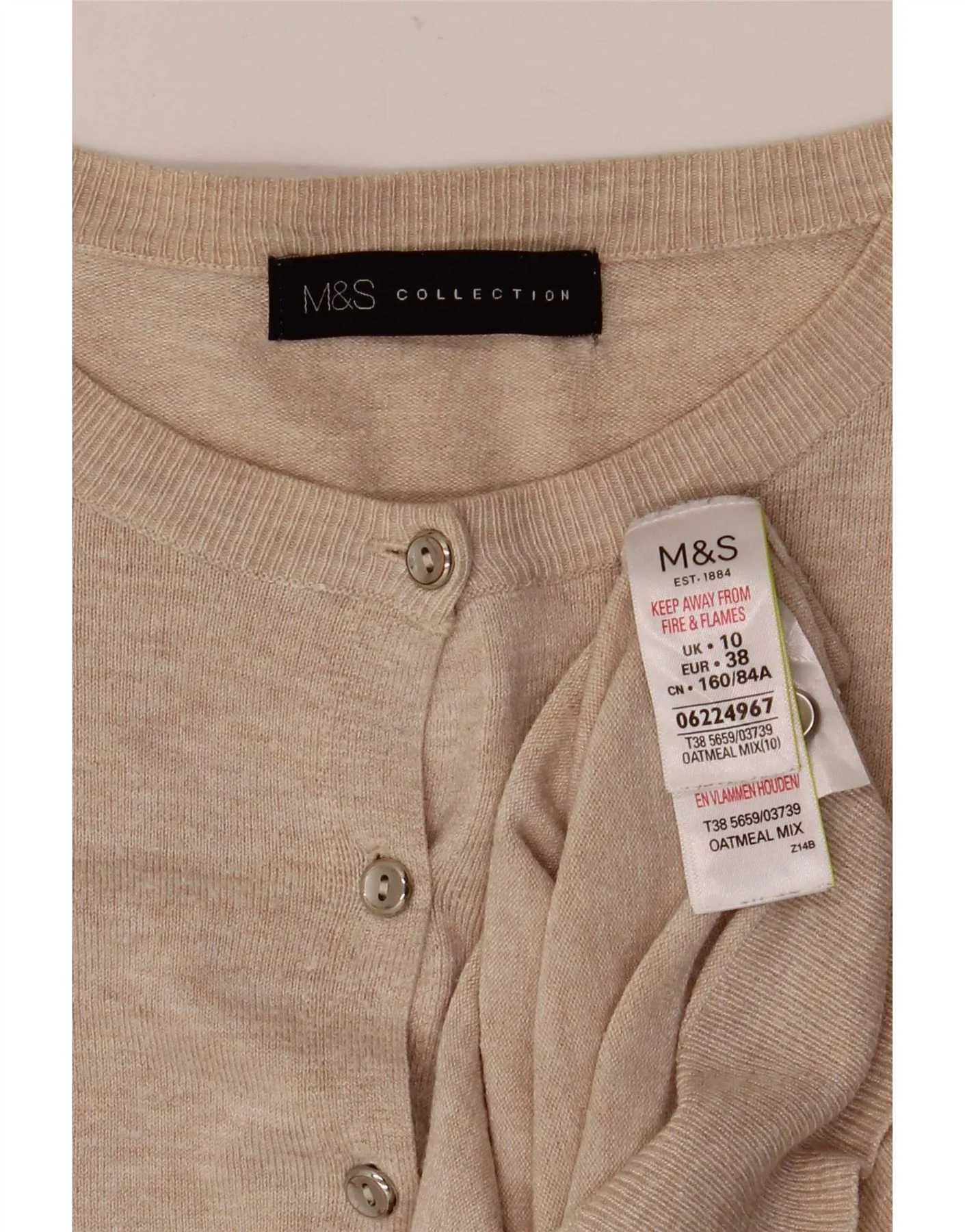 Marks & Spencer Womens Cardigan Sweater UK 10 Small Beige Viscose - Image 6