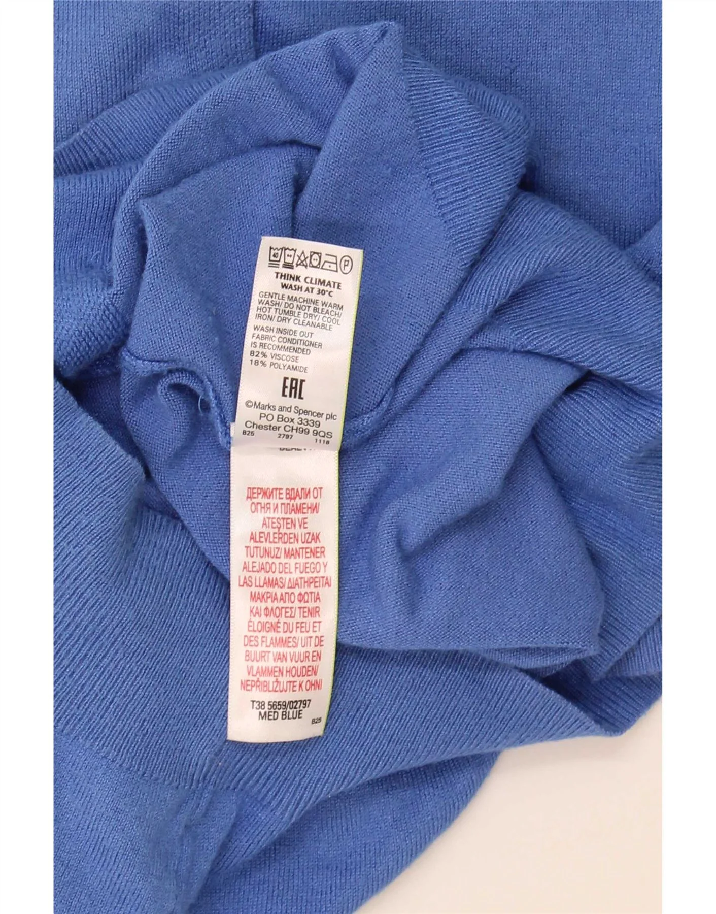 Marks & Spencer Womens Cardigan Sweater UK 12 Medium Blue Viscose - Image 4
