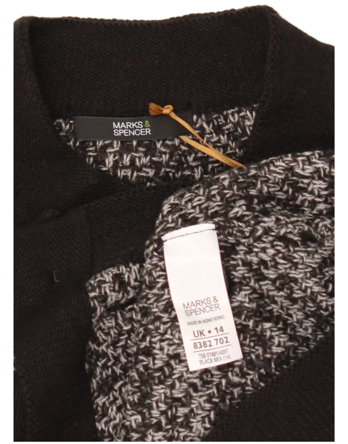 Marks & Spencer Womens Cardigan Sweater UK 14 Large Black Flecked - Image 3