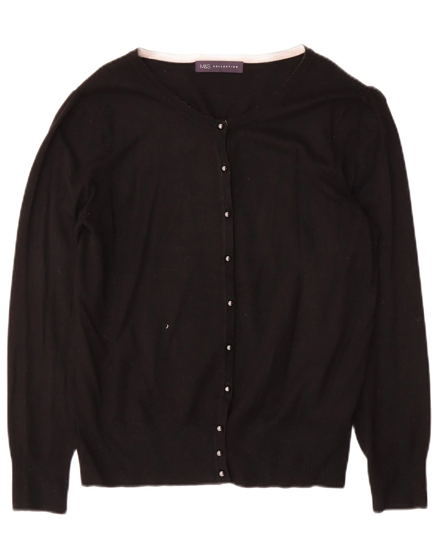 Marks & Spencer Womens Cardigan Sweater UK 14 Medium Black Viscose