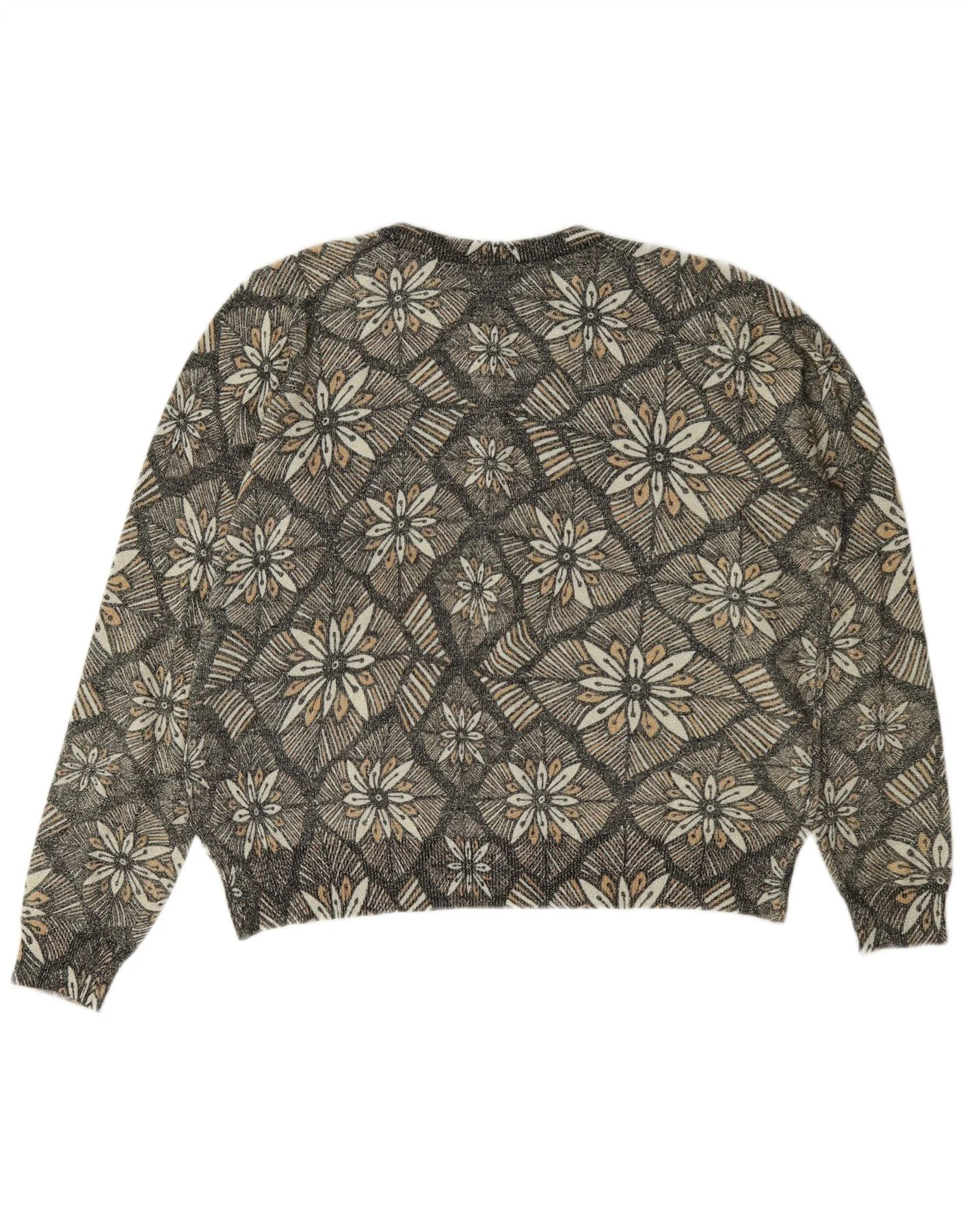 Marks & Spencer Womens Cardigan Sweater UK 14 Medium Grey Floral Classic - Image 2