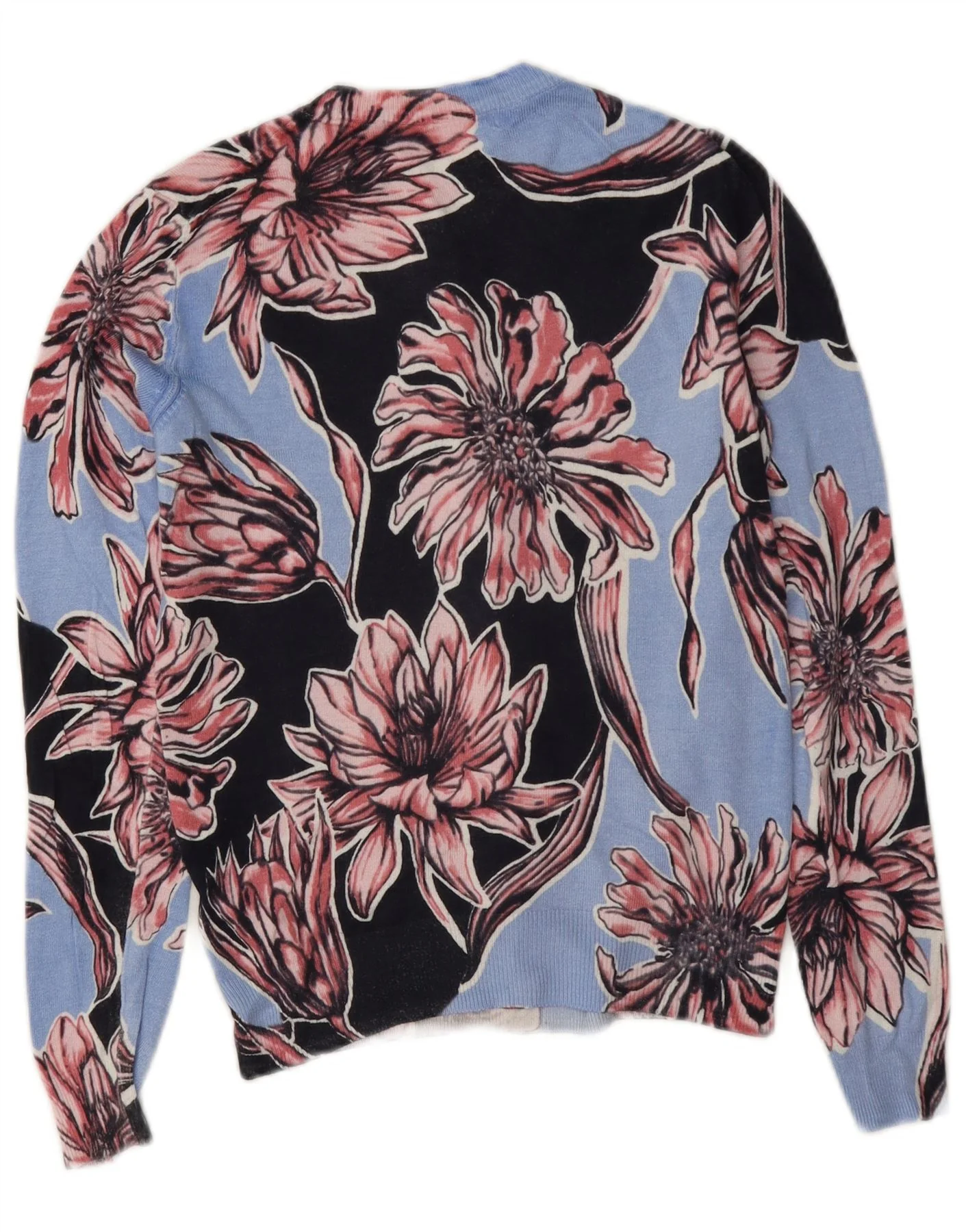 Marks & Spencer Womens Cardigan Sweater UK 8 Small Blue Floral Viscose - Image 2