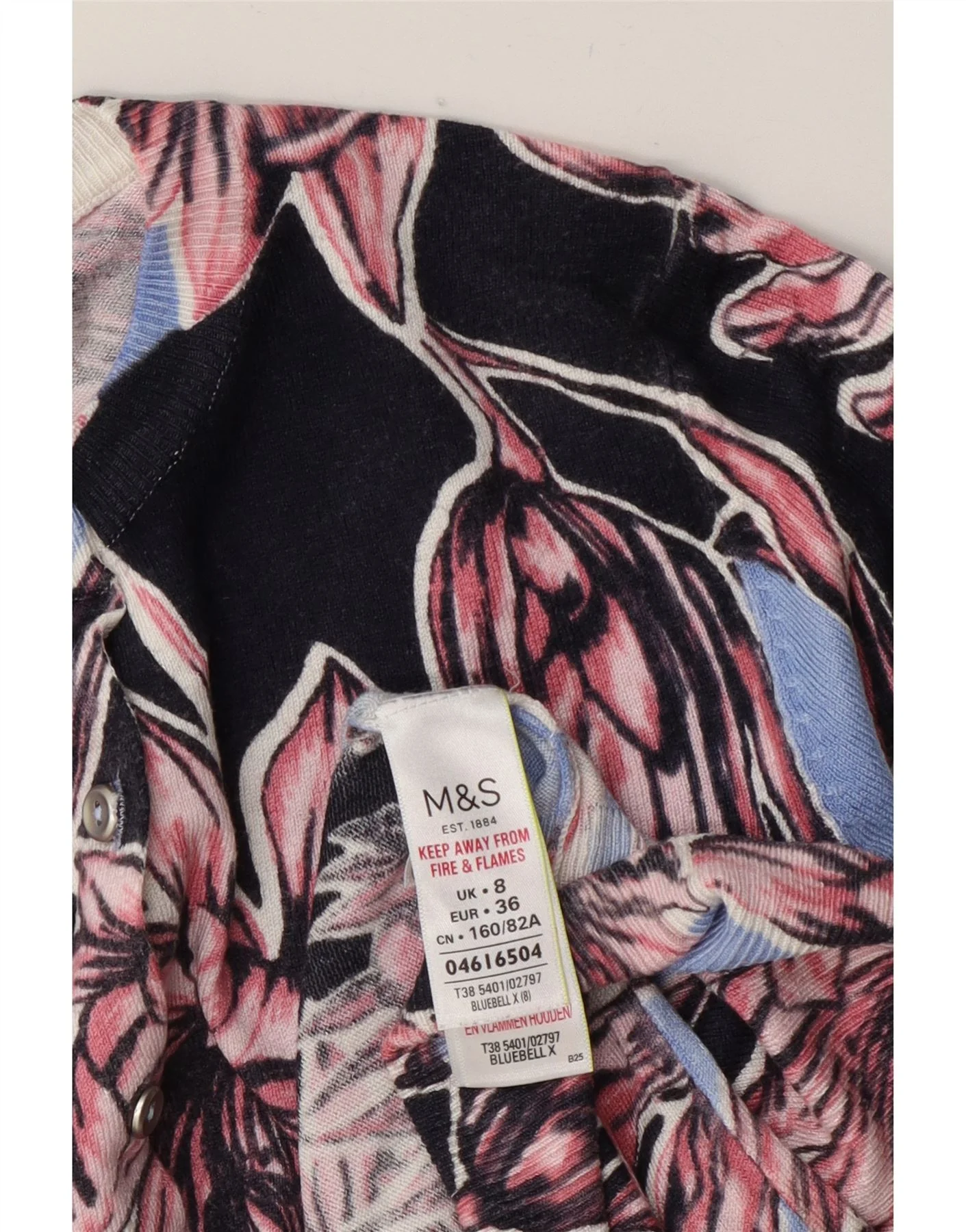 Marks & Spencer Womens Cardigan Sweater UK 8 Small Blue Floral Viscose - Image 3