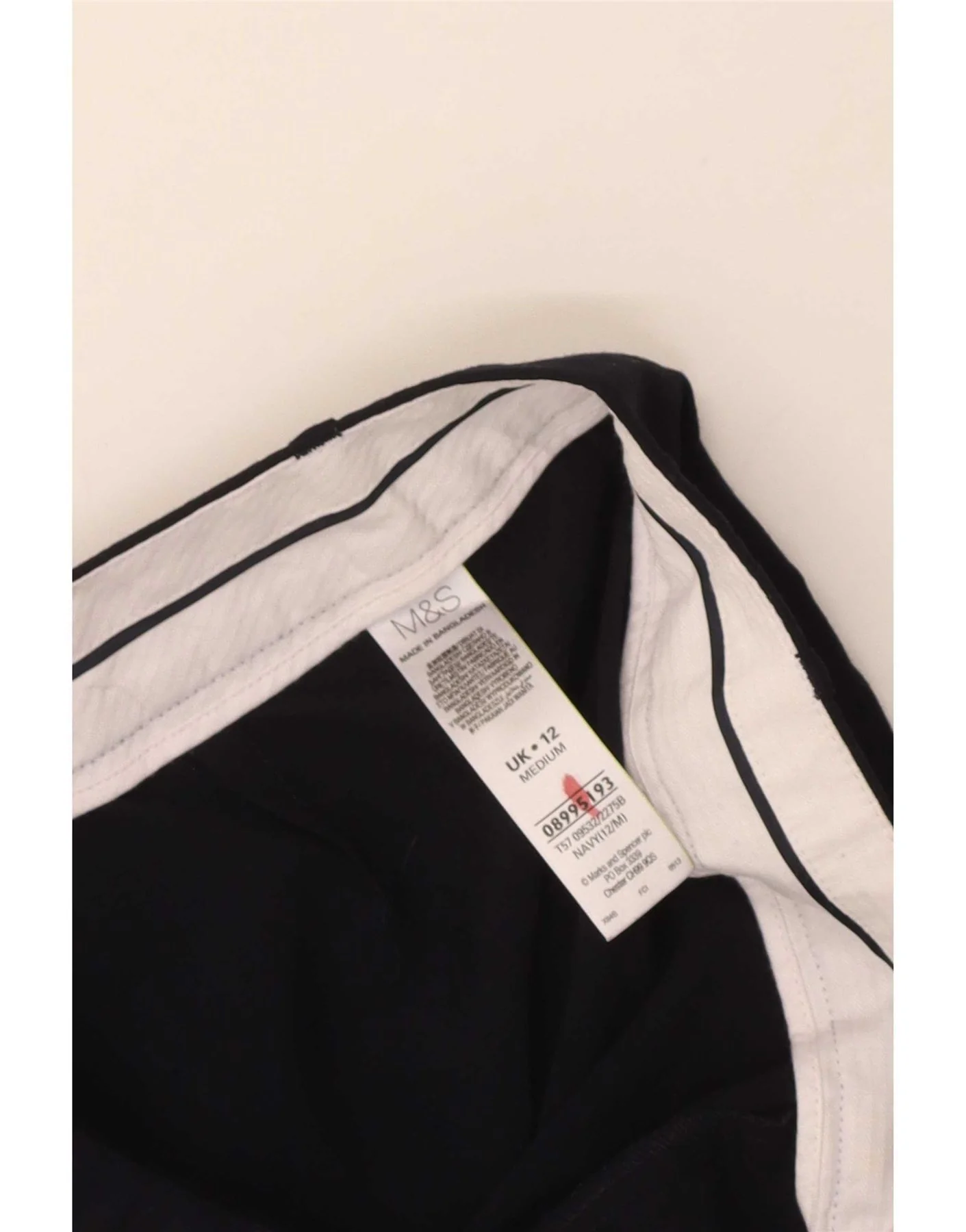 Marks & Spencer Womens Casual Trousers UK 12 Medium W32 L29 Navy Blue - Image 3