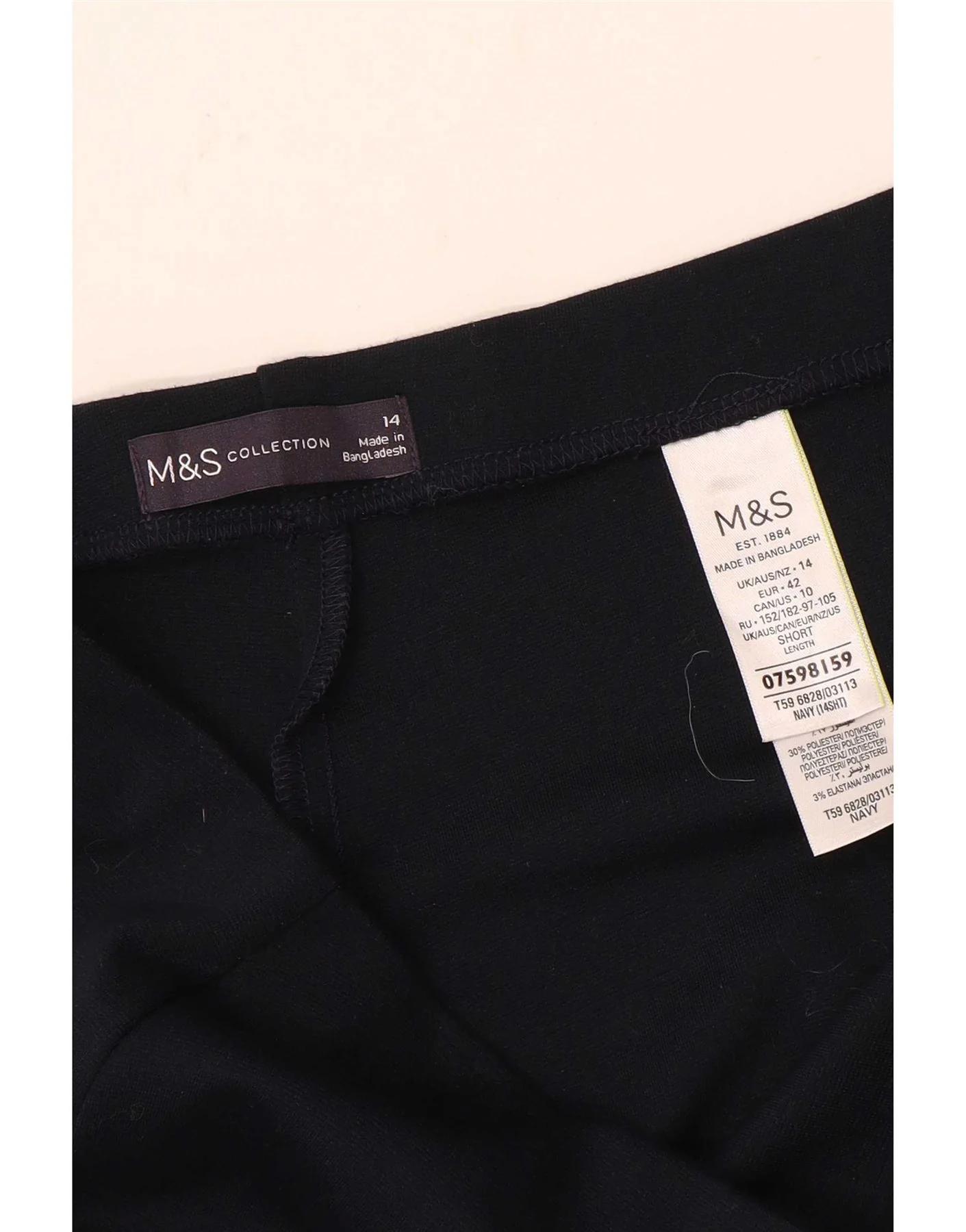 Marks & Spencer Womens Casual Trousers UK 14 Large W32 L30 Navy Blue - Image 4