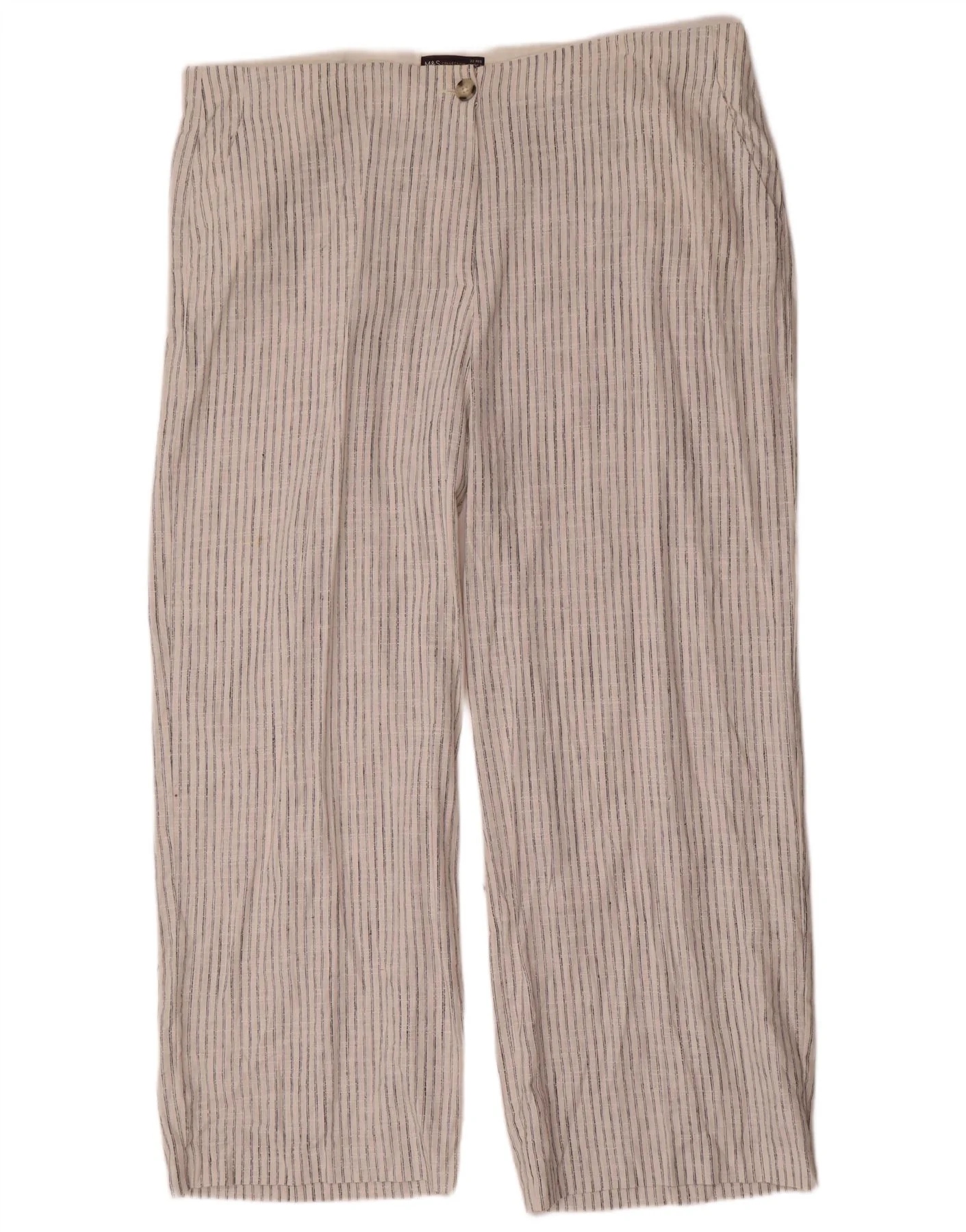 Marks & Spencer Womens Chino Trousers UK 22 3XL W44 L30 White Striped