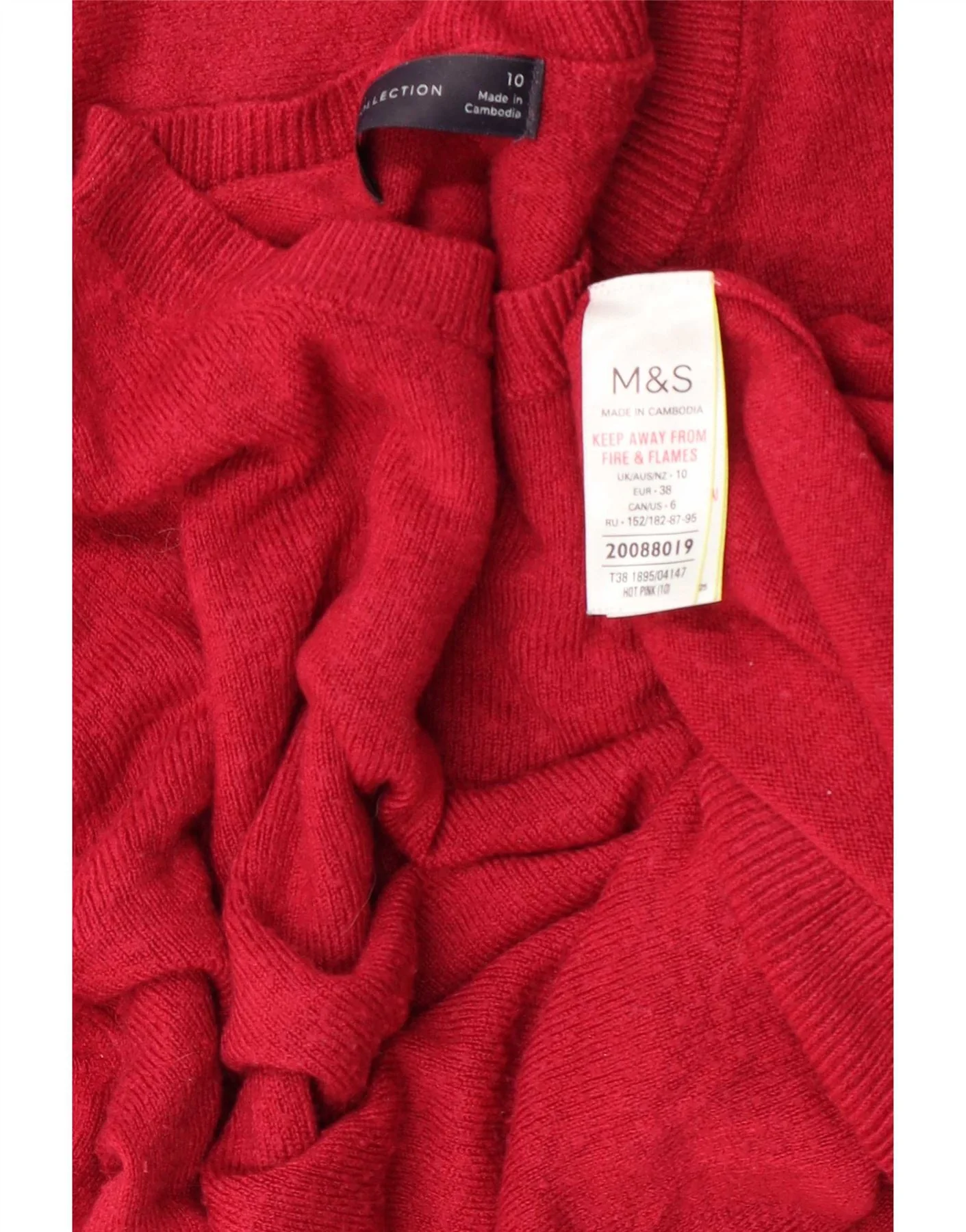 Marks & Spencer Womens Crew Neck Jumper Sweater UK 10 Small Red Acrylic - Image 3