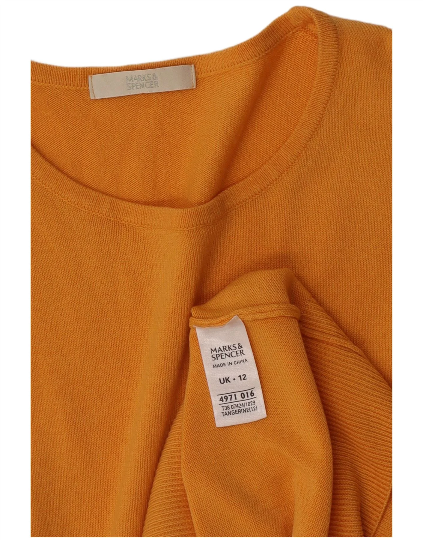 Marks & Spencer Womens Crew Neck Jumper Sweater UK 12 Medium Orange Acrylic - Image 3