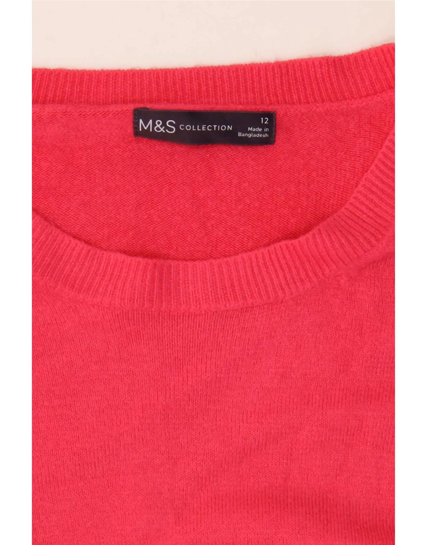 Marks & Spencer Womens Crew Neck Jumper Sweater UK 12 Medium Pink - Image 4
