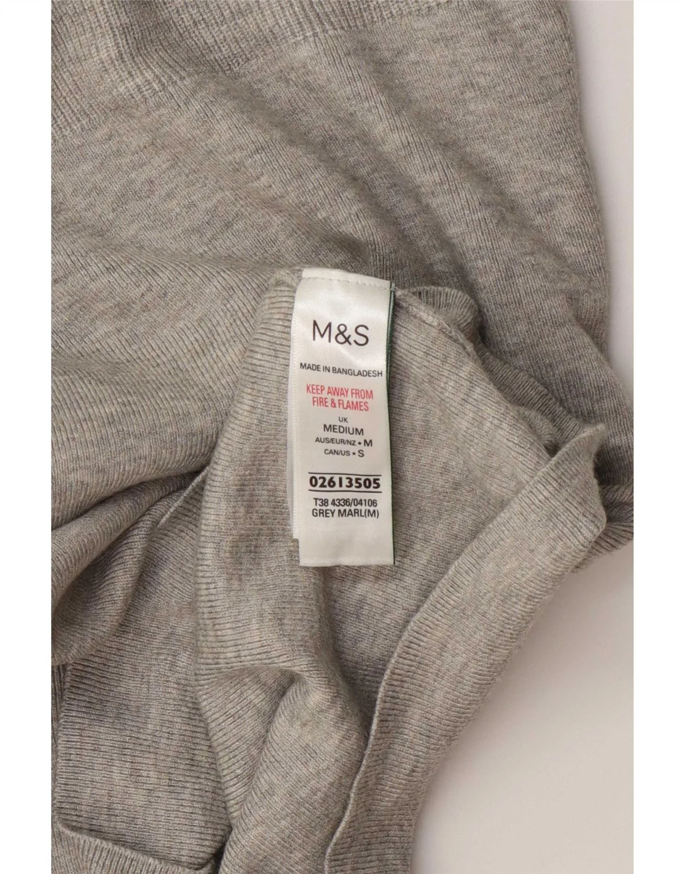 Marks & Spencer Womens Crew Neck Jumper Sweater UK 14 Medium Grey Viscose - Image 3