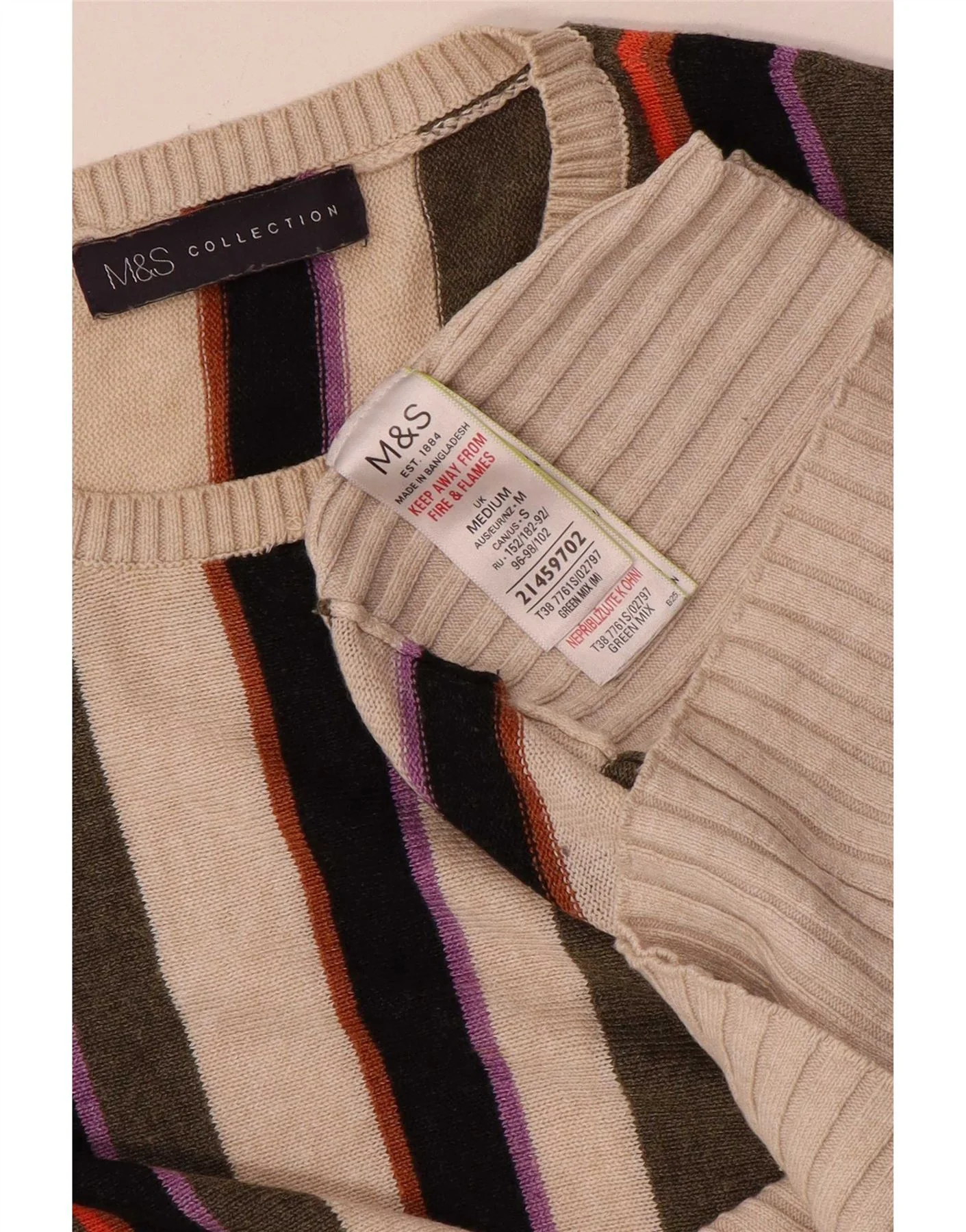 Marks & Spencer Womens Crew Neck Jumper Sweater UK 14 Medium Multicoloured - Image 3