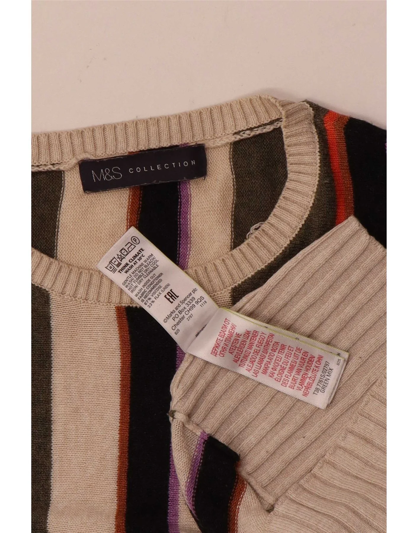 Marks & Spencer Womens Crew Neck Jumper Sweater UK 14 Medium Multicoloured - Image 4