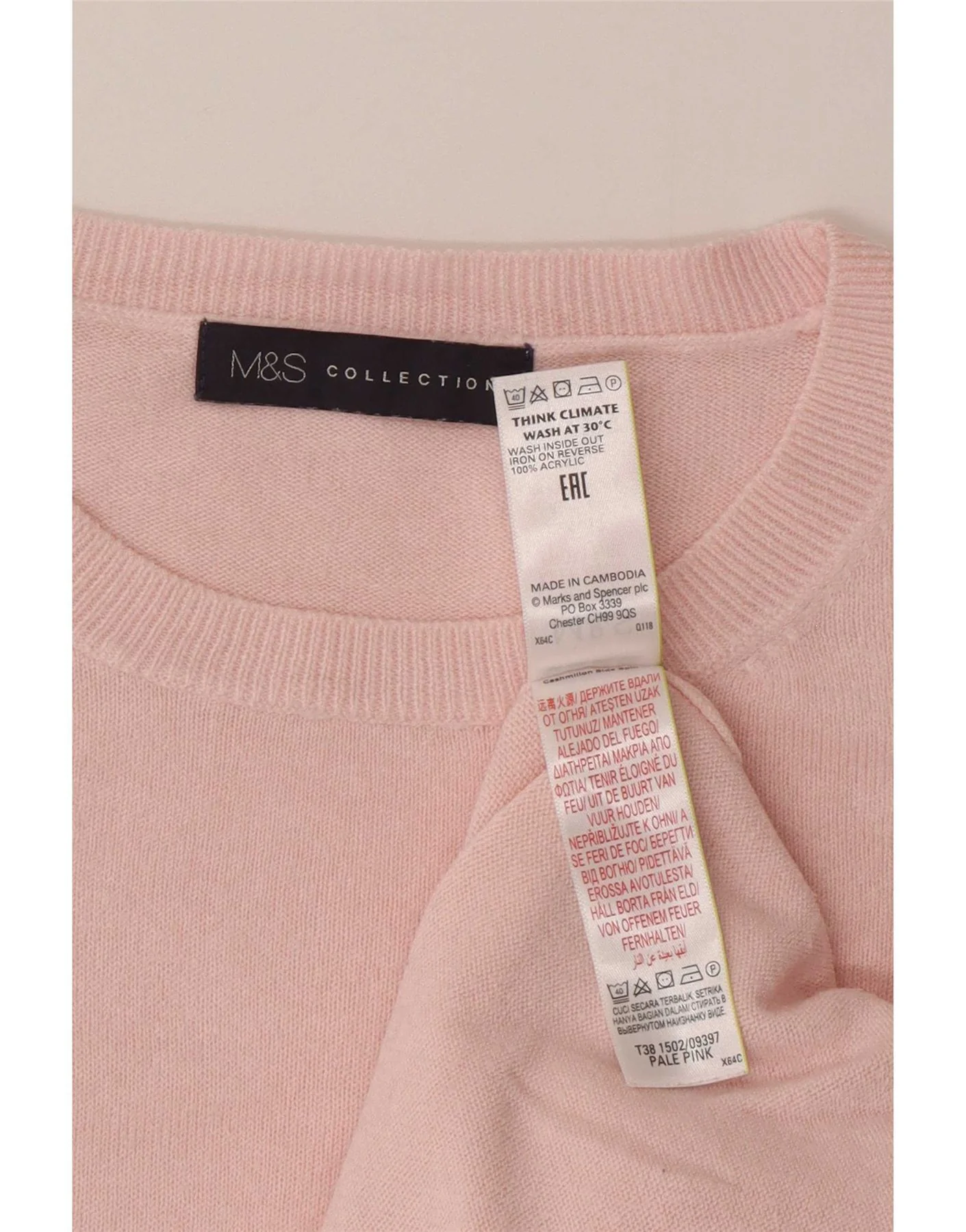 Marks & Spencer Womens Crew Neck Jumper Sweater UK 16 Large Pink Acrylic - Image 3