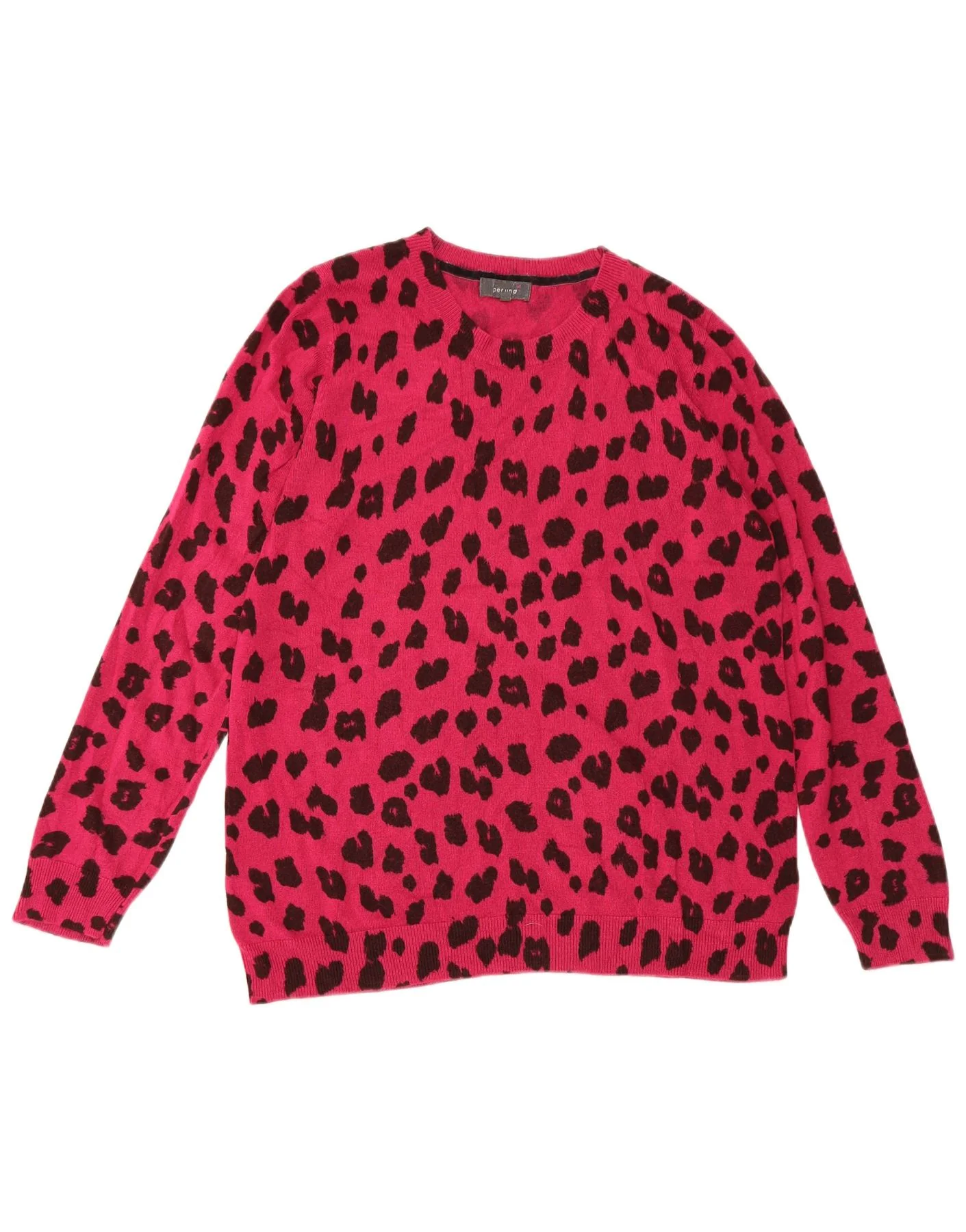 Marks & Spencer Womens Crew Neck Jumper Sweater UK 22 2XL Pink Animal Print