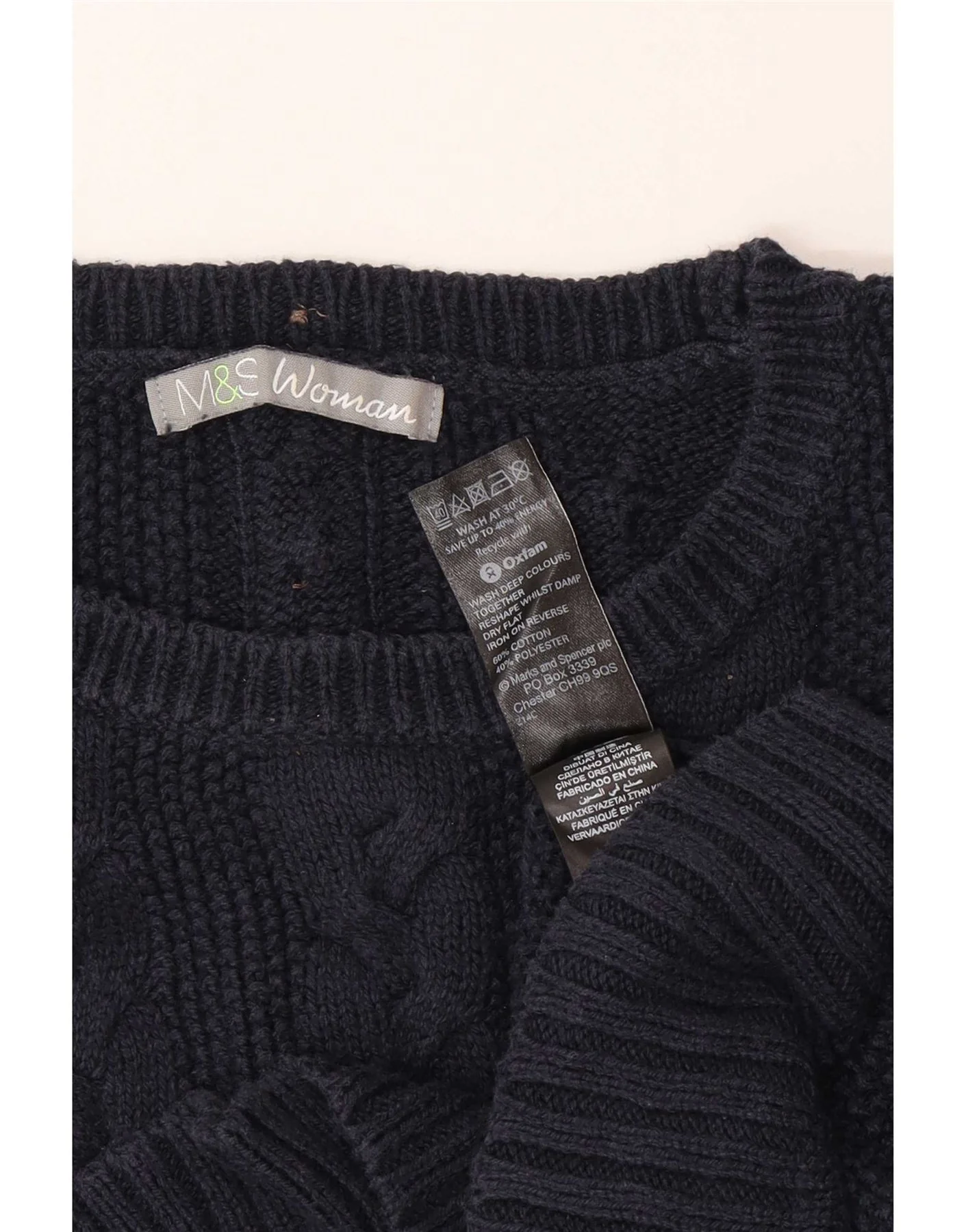 Marks & Spencer Womens Crew Neck Jumper Sweater UK 22 3XL Navy Blue - Image 5