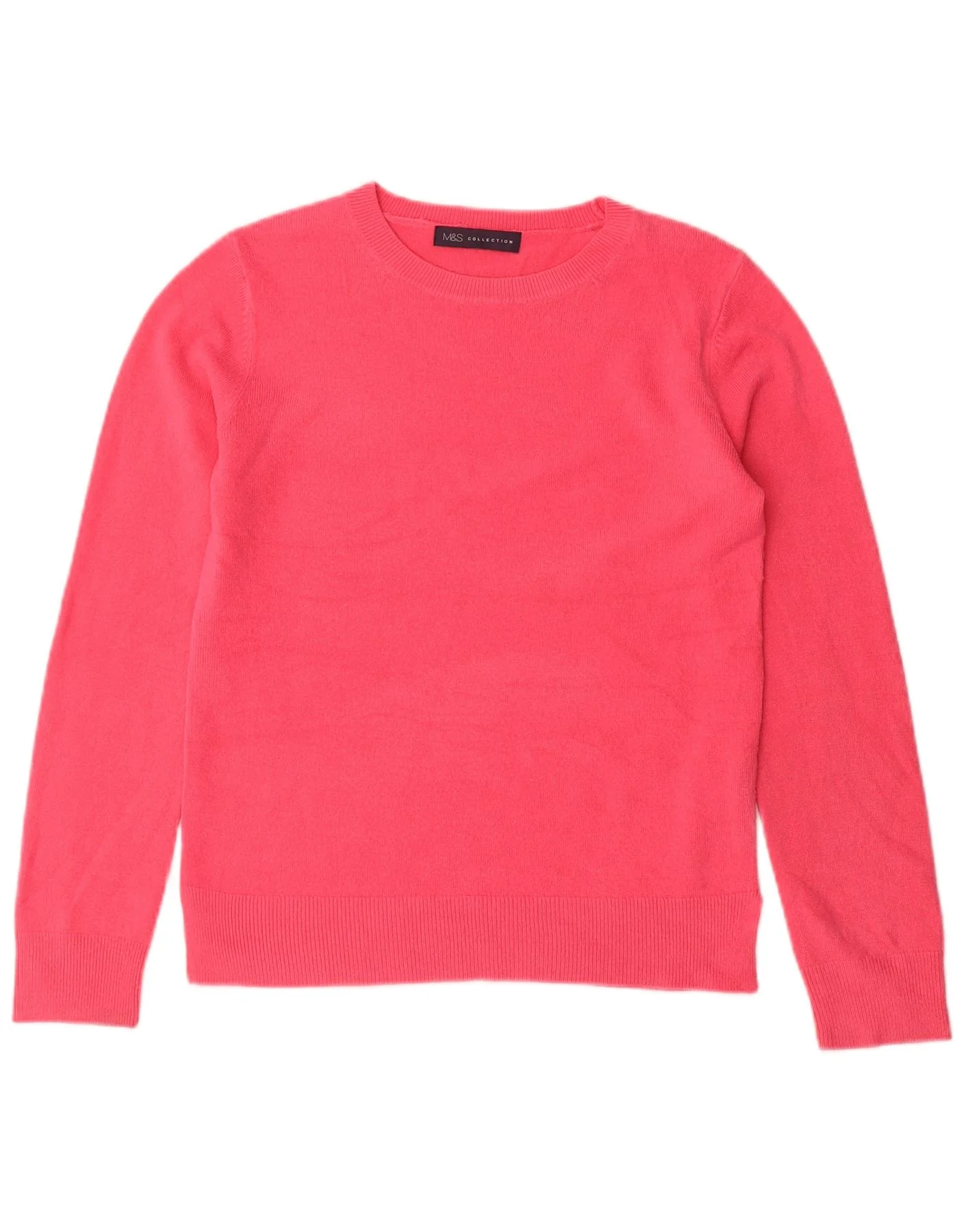 Marks & Spencer Womens Crew Neck Jumper Sweater UK 8 Small Pink Acrylic