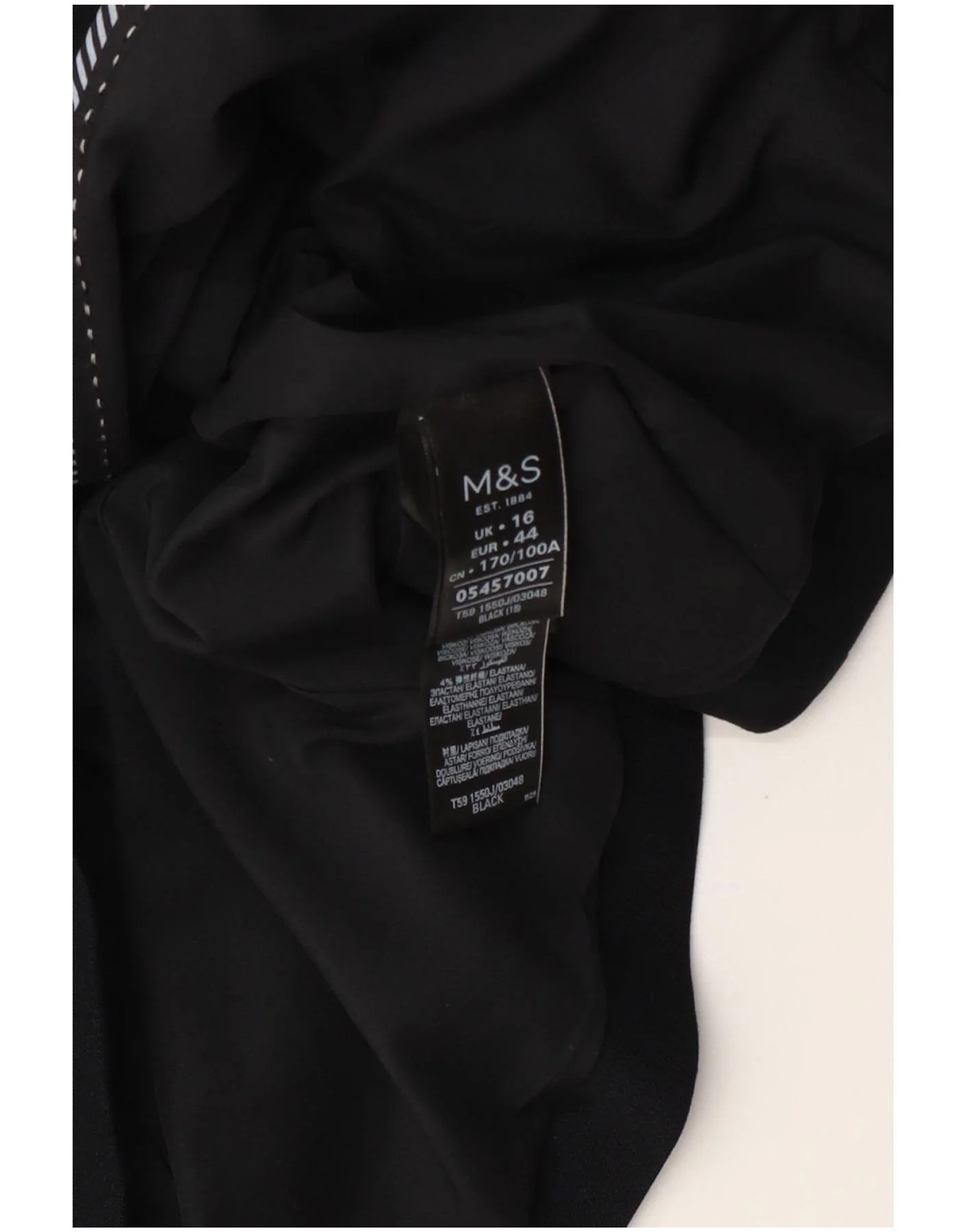 Marks & Spencer Womens Crop 2 Button Blazer Jacket UK 16 Large Black - Image 4
