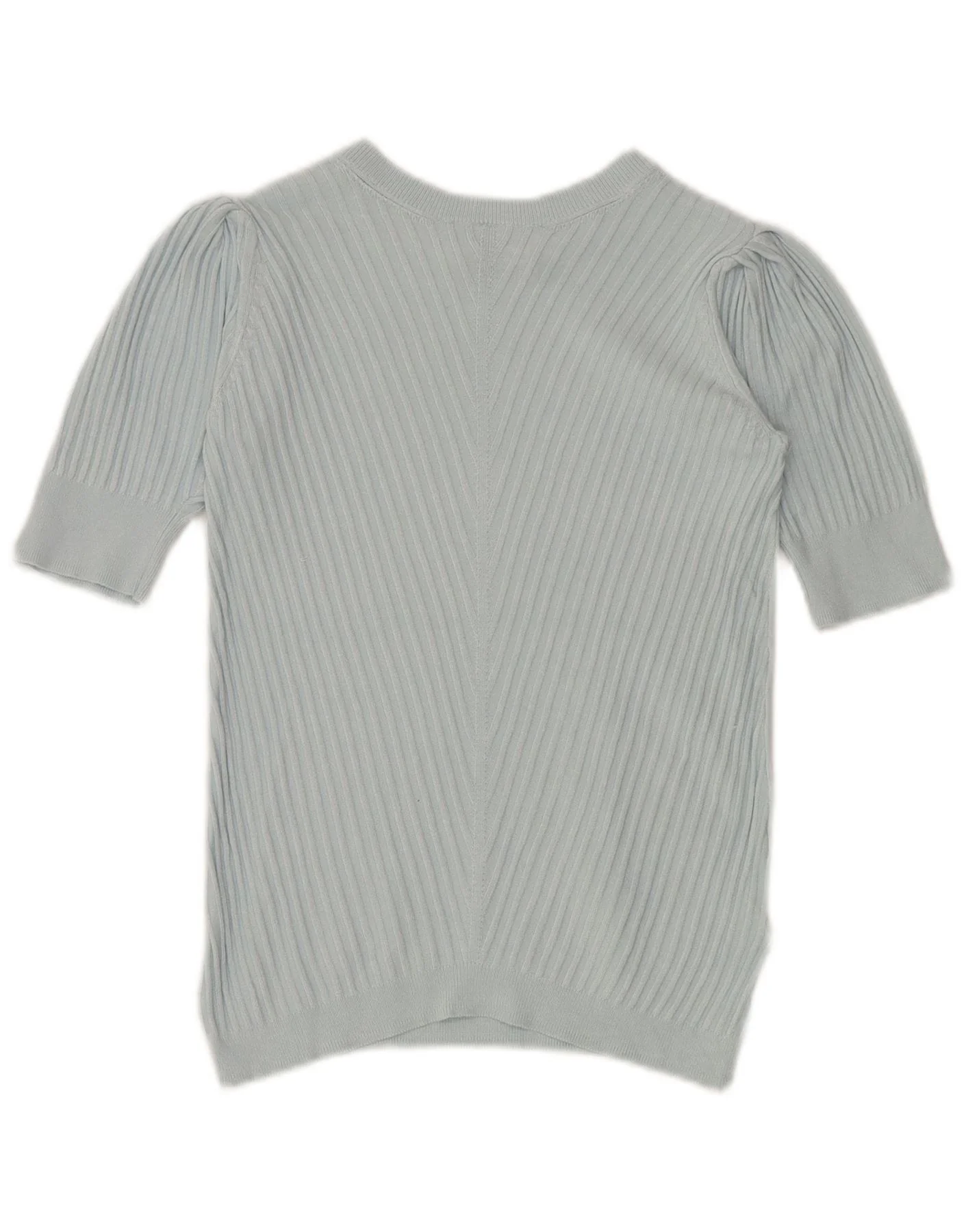 Marks & Spencer Womens Crop Crew Neck Jumper Sweater UK 10 Small Blue