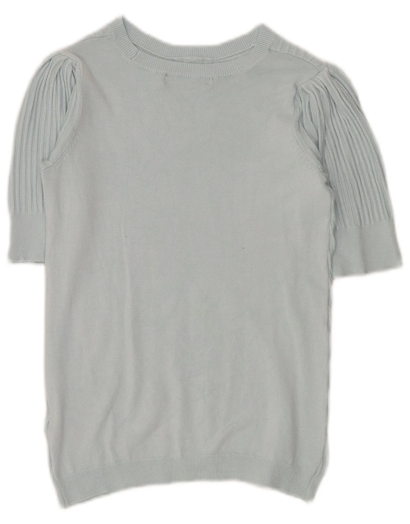 Marks & Spencer Womens Crop Crew Neck Jumper Sweater UK 10 Small Blue - Image 2