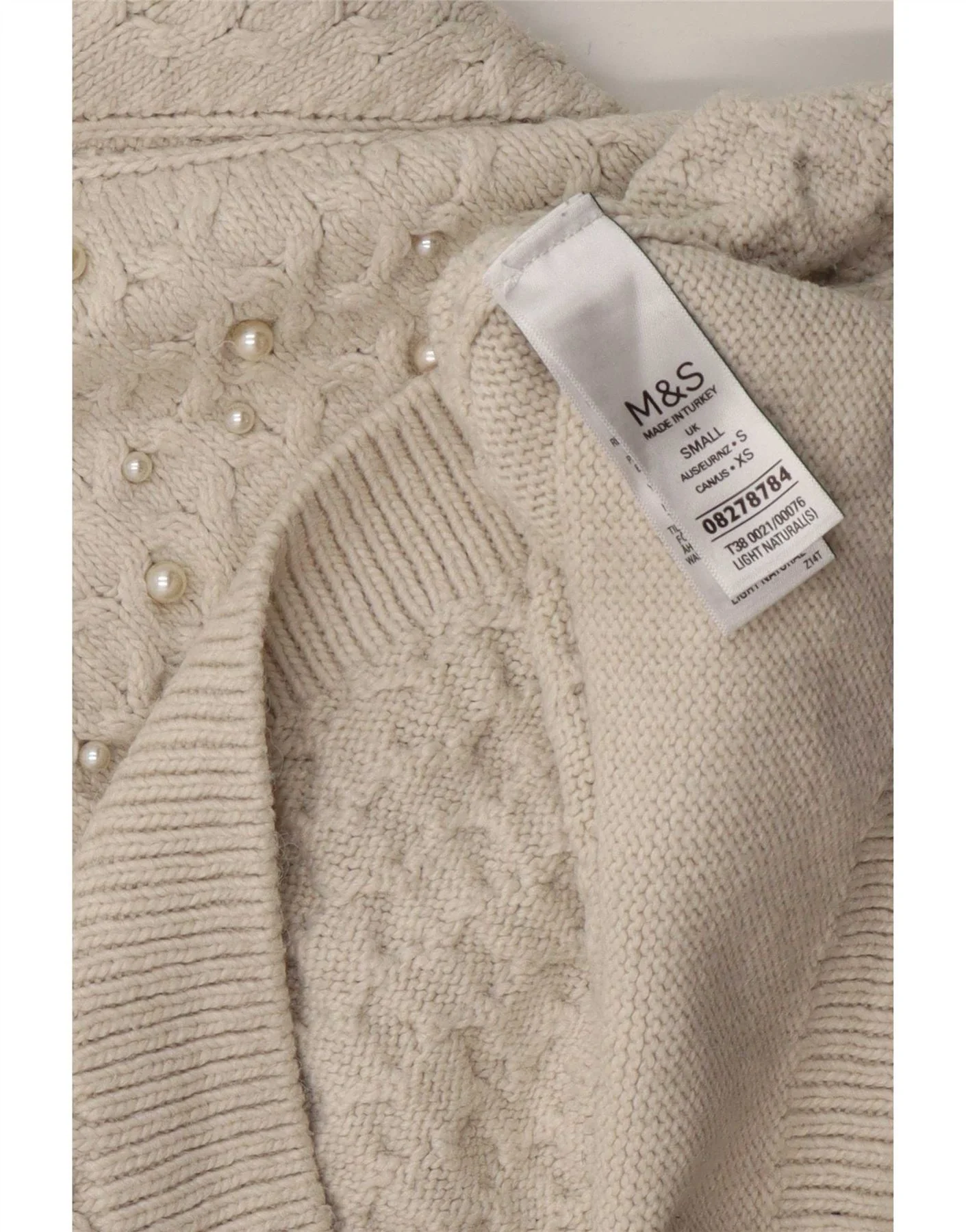 Marks & Spencer Womens Crop Crew Neck Jumper Sweater UK 10 Small Off White - Image 3