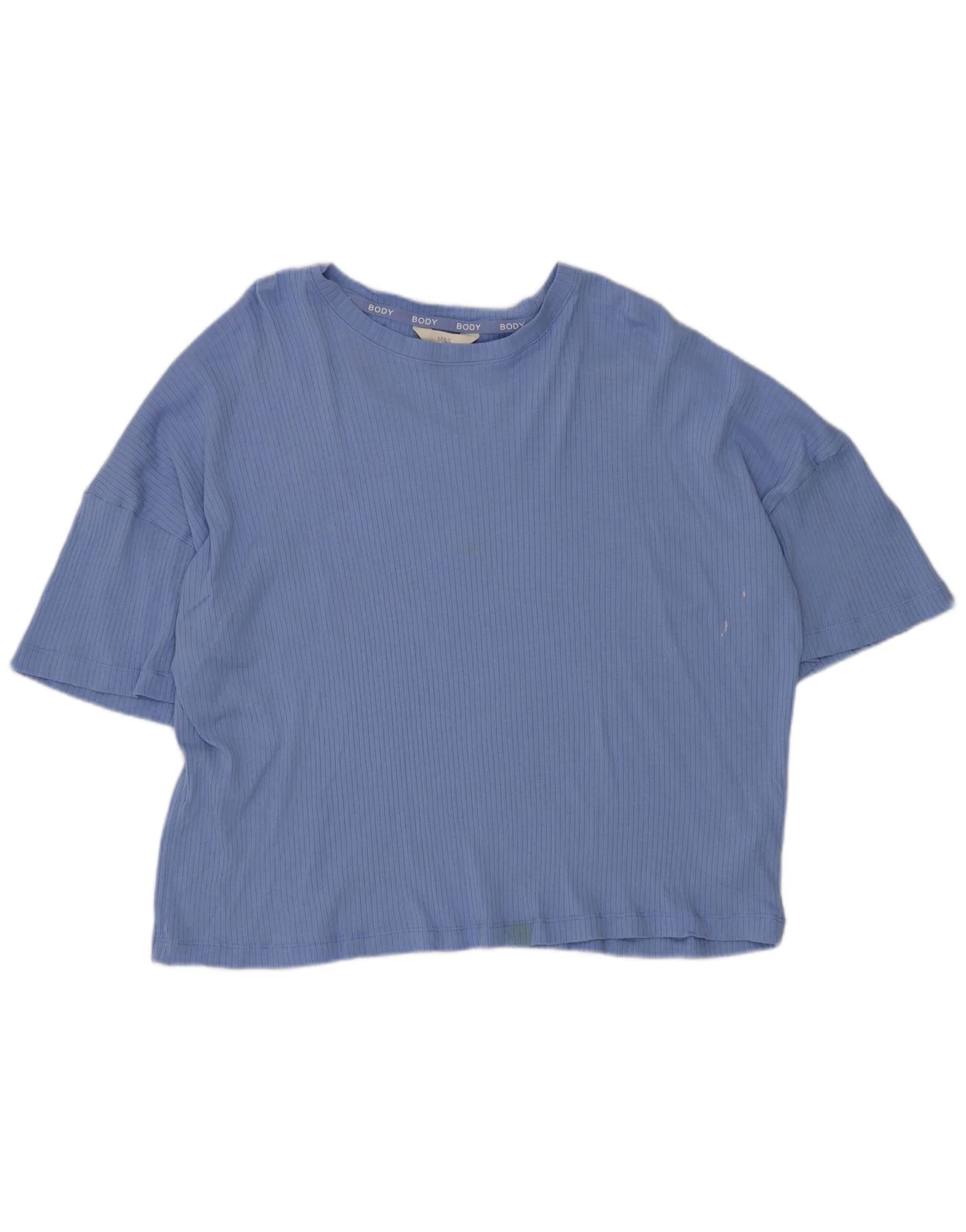 Marks & Spencer Womens Crop Oversized T-Shirt Top UK 18 XL Blue Cotton