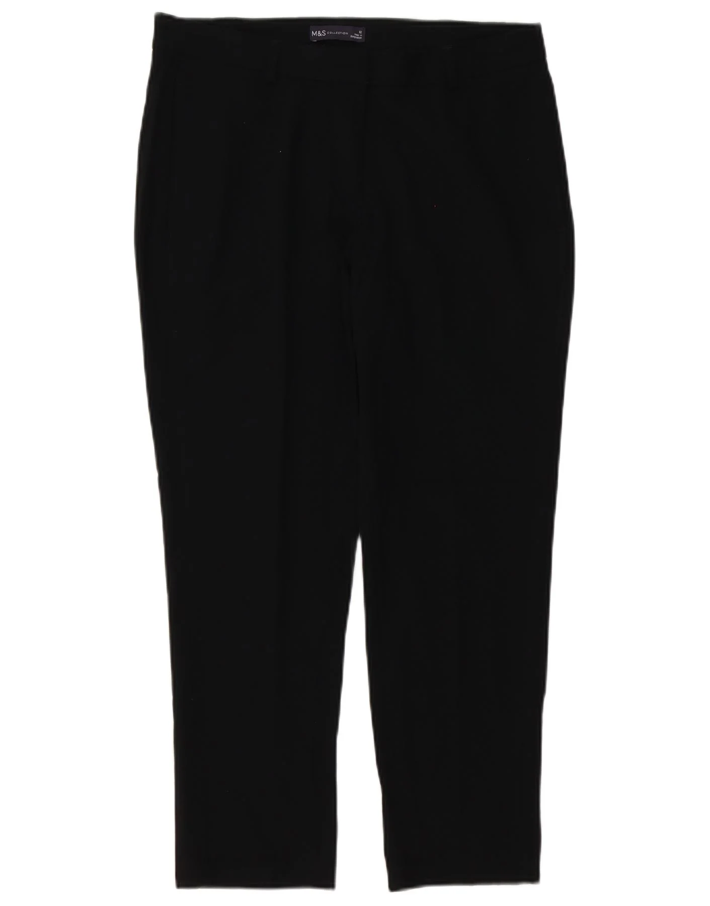 Marks & Spencer Womens Crop Slim Chino Trousers UK 12 Medium W32 L25 Black