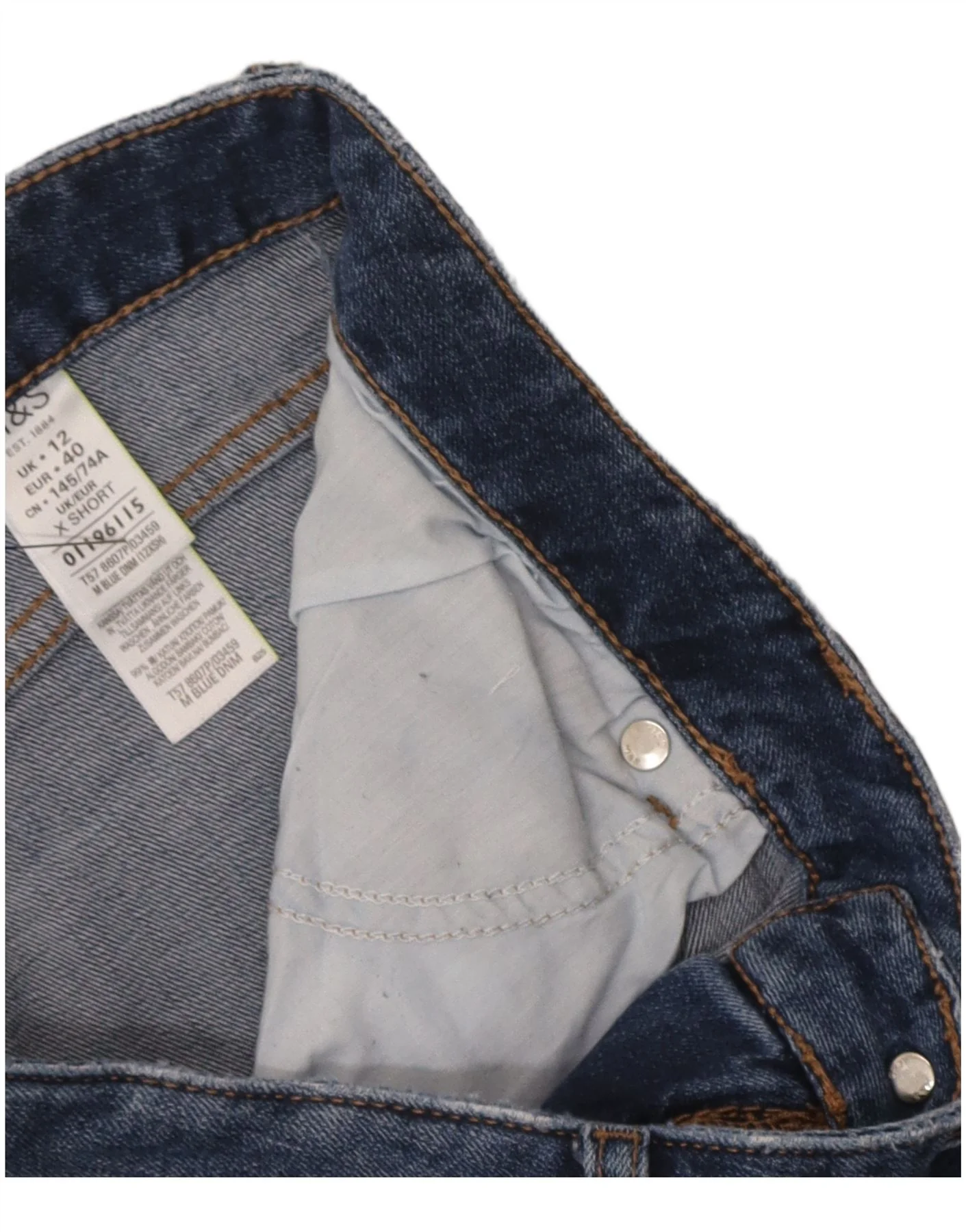 Marks & Spencer Womens Crop Slim Jeans UK 12 Medium W32 L26 Blue - Image 3