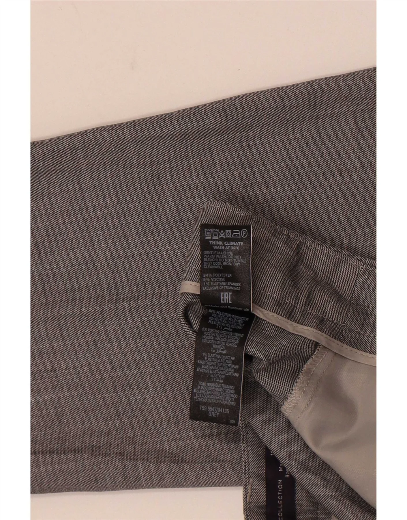 Marks & Spencer Womens Crop Tapered Suit Trousers UK 12 Medium W30 L25 Grey - Image 3