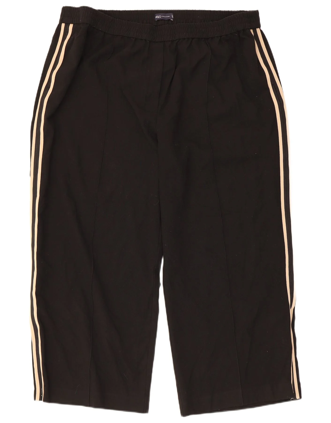 Marks & Spencer Womens Crop Tracksuit Trousers UK 24 4XL Black Polyester