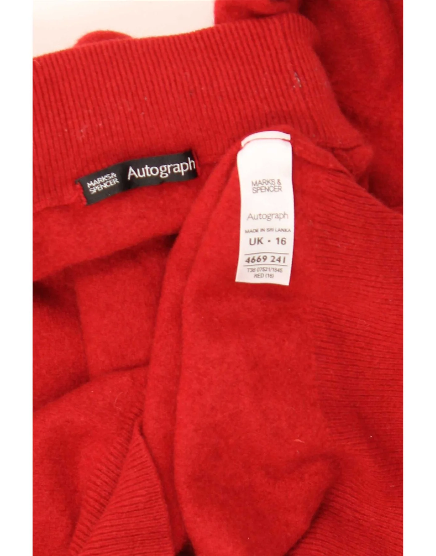 Marks & Spencer Womens Crop Turtle Neck Jumper Sweater UK 16 Large Red - Image 3