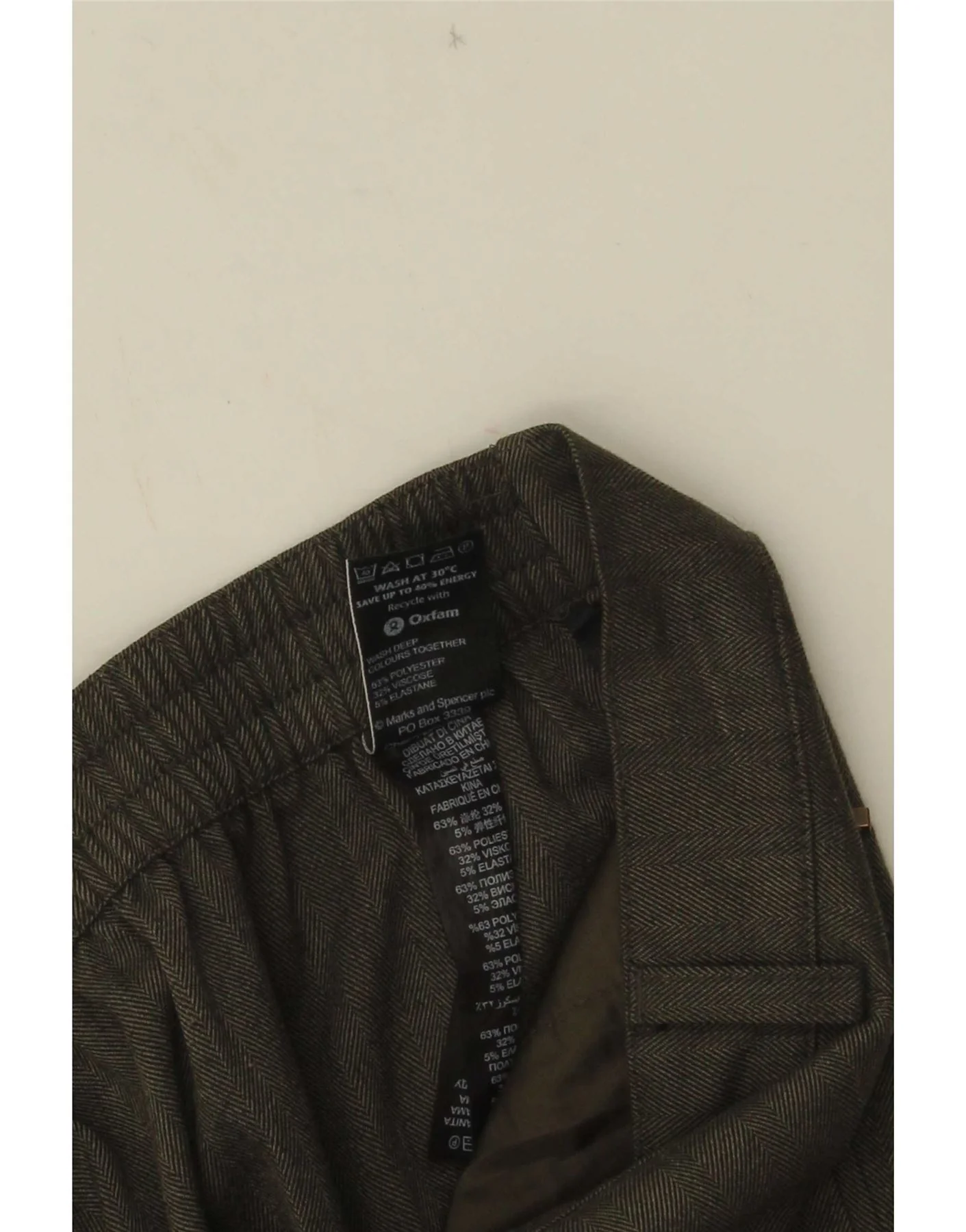 Marks & Spencer Womens Cropped Trousers UK 14 Large W32 L26 Khaki - Image 3