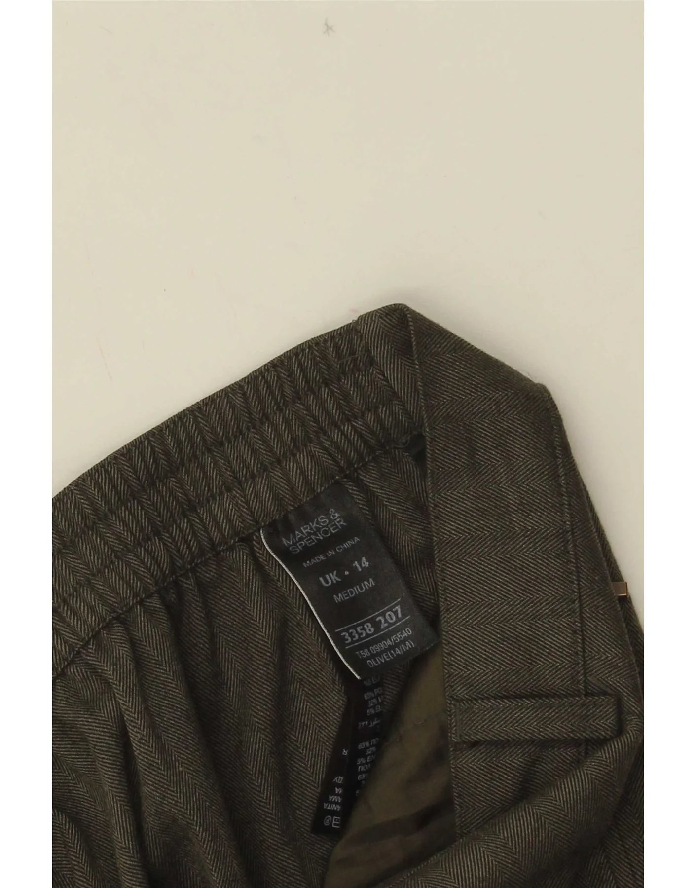 Marks & Spencer Womens Cropped Trousers UK 14 Large W32 L26 Khaki - Image 4