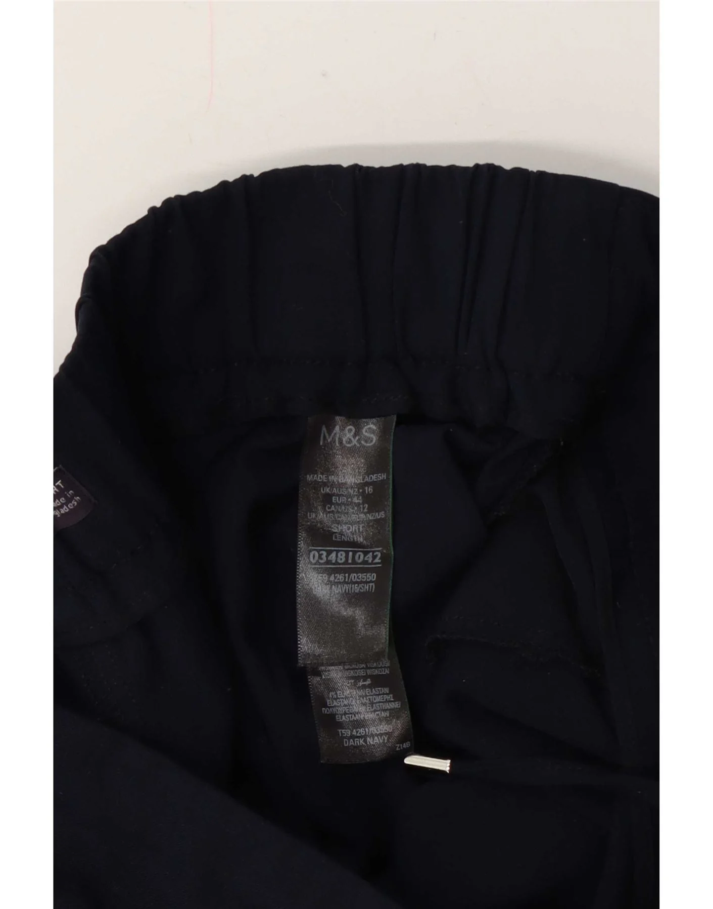 Marks & Spencer Womens Cropped Trousers UK 16 Large W34 L25 Navy Blue - Image 3