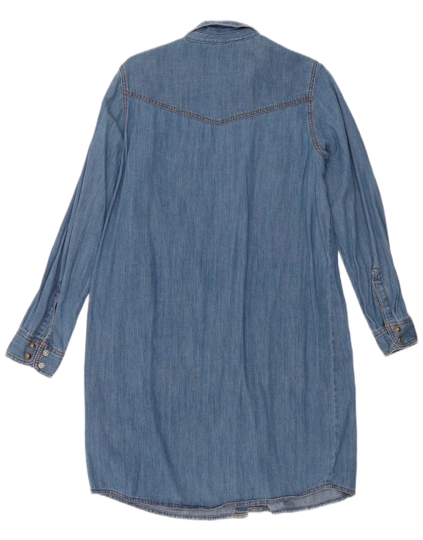 Marks & Spencer Womens Denim Shirt Dress UK 12 Medium Blue Cotton - Image 2